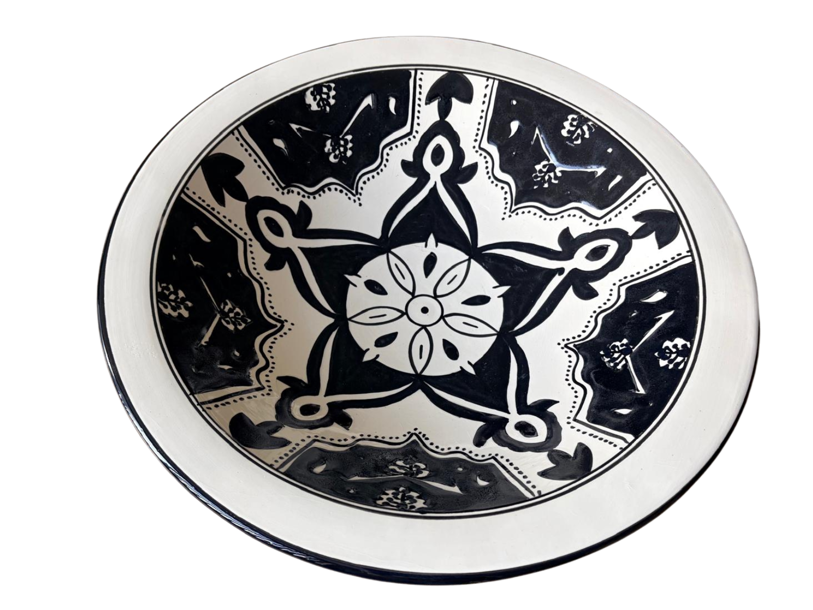 Salade schaal Black Fond handgemaakt &Oslash; 37,5 rond zwart wit | SOR.BF.35 | Dishes & Deco
