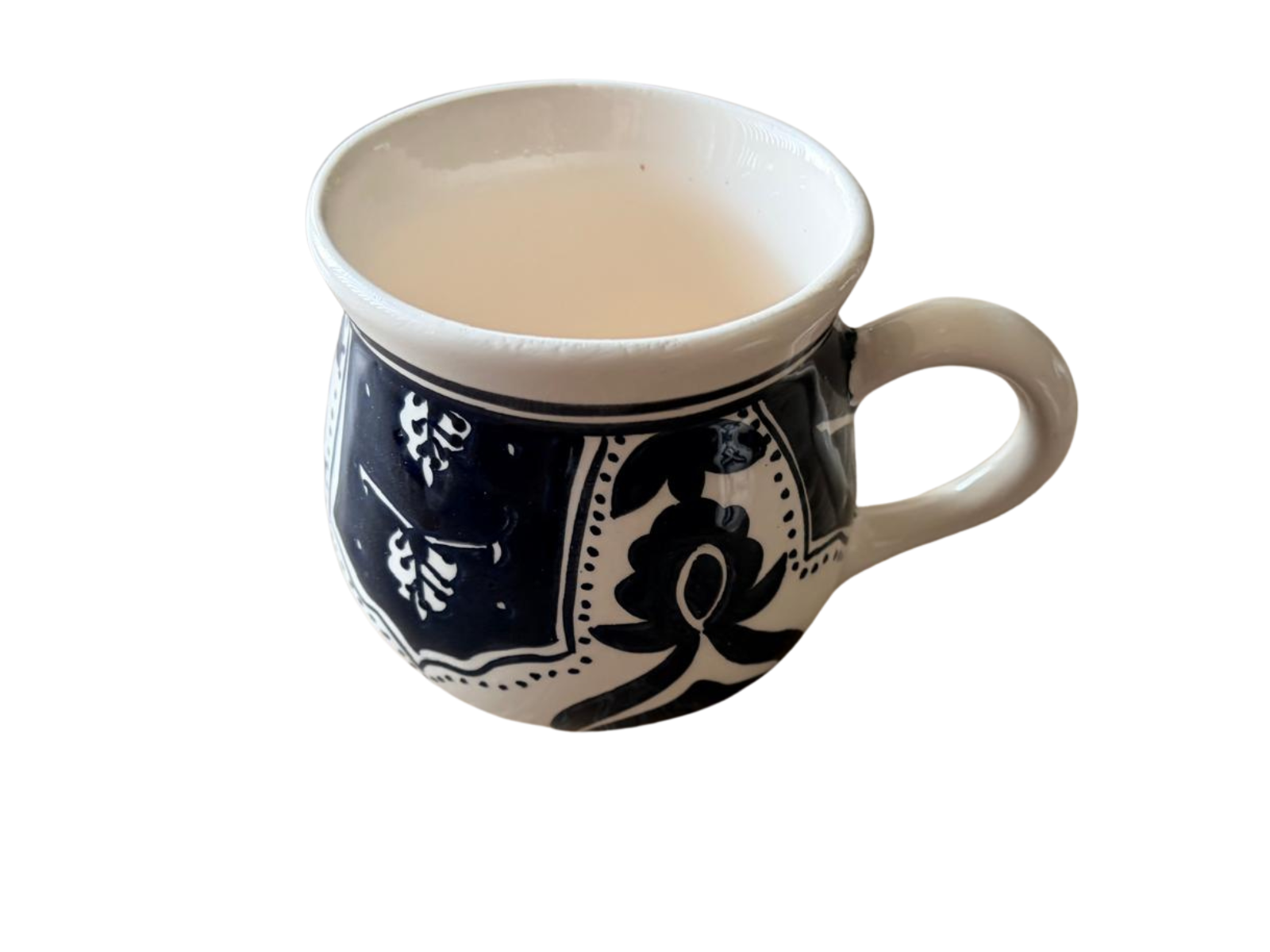 Dishes & Deco Mok Black Fond zwart wit 300 ml 14x9 cm - handgemaakt