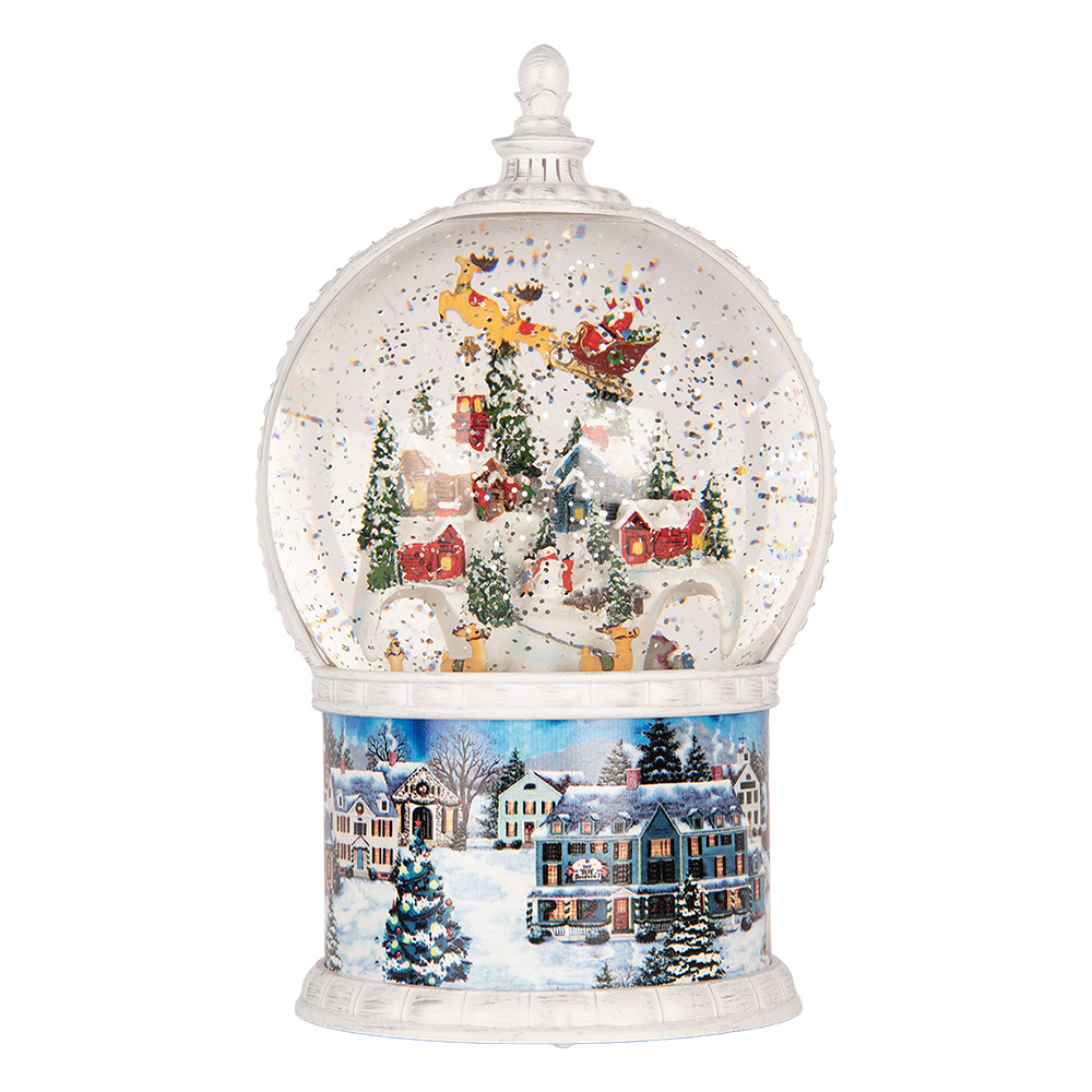 Clayre & Eef | Sneeuwbol met LED Wit Blauw &oslash; 16x26 cm / 3xAA | 6PR6155