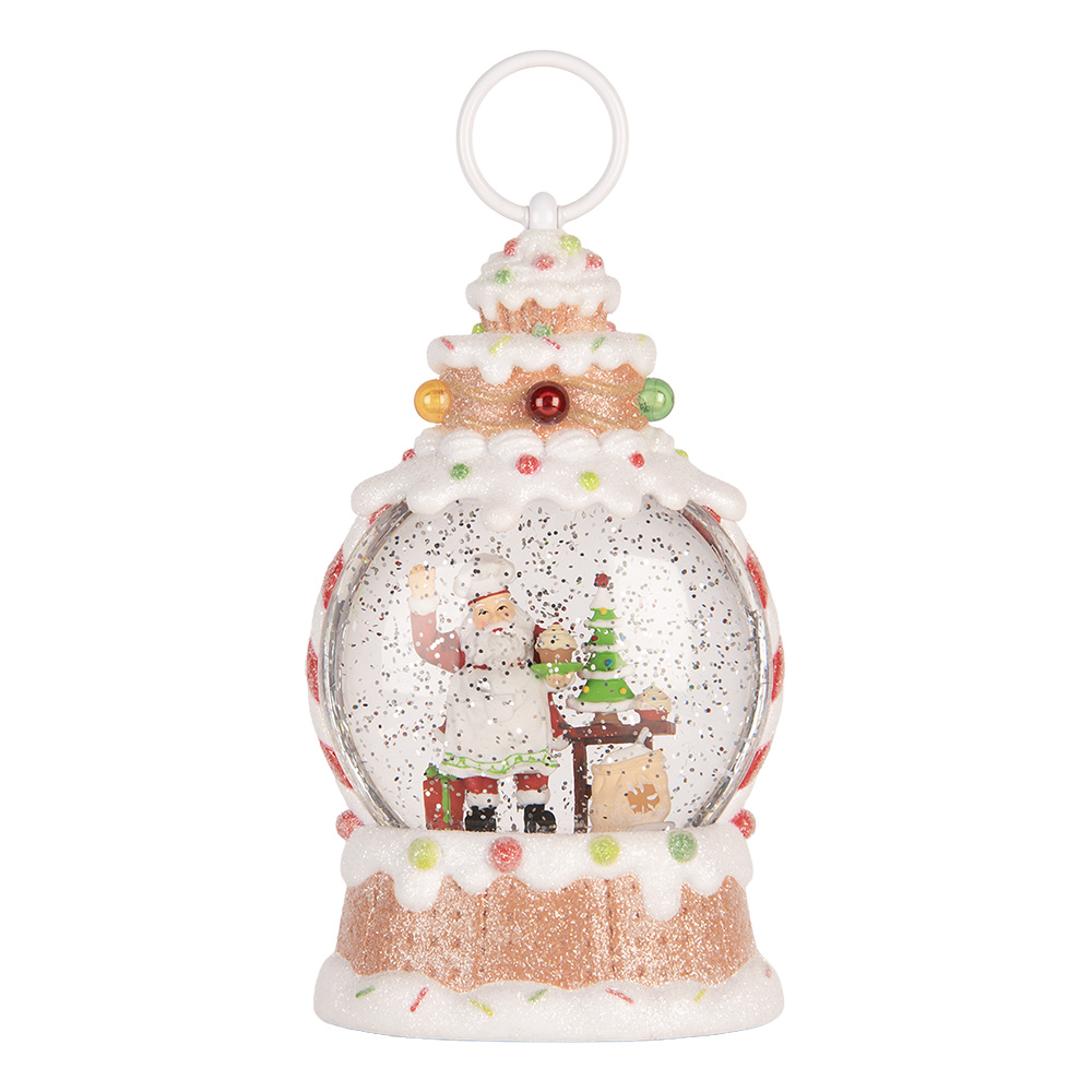 Clayre & Eef | Sneeuwbol met LED Wit Rood 13x8x22 cm / 3xAAA | 6PR6163