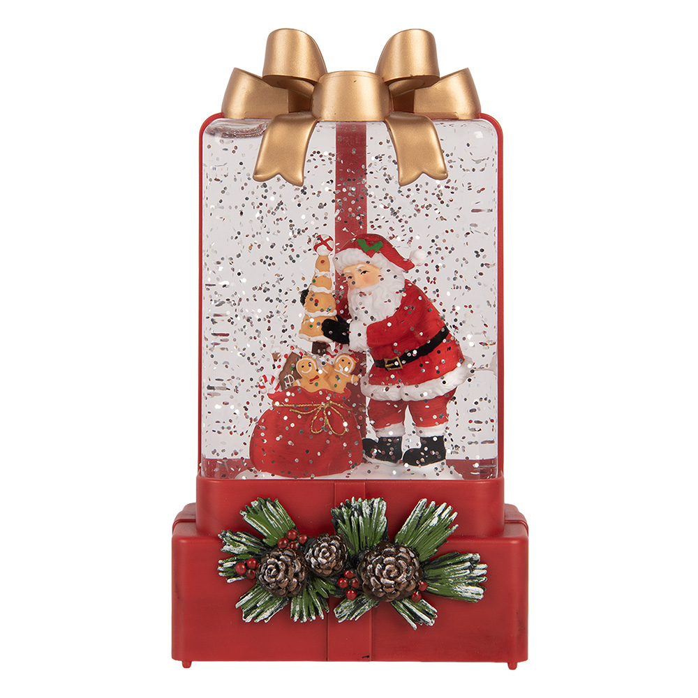 Clayre & Eef | Sneeuwbol met LED Rood Goudkleurig 10x6x18 cm / 3xAAA | 6PR6171