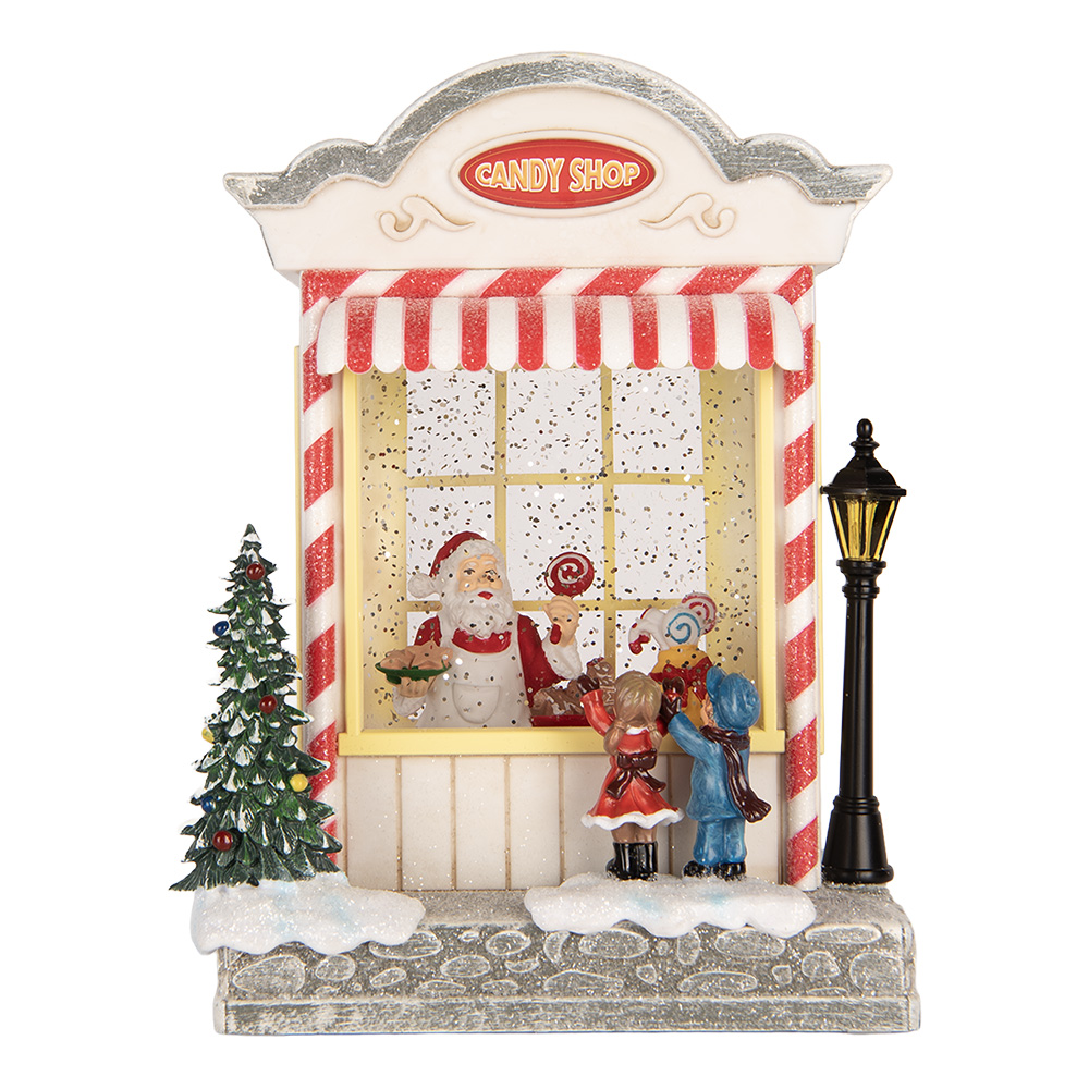 Clayre & Eef | Muziekdoos Huis met LED Wit Zilverkleurig 16x12x23 cm / 3xAA | 6PR6176