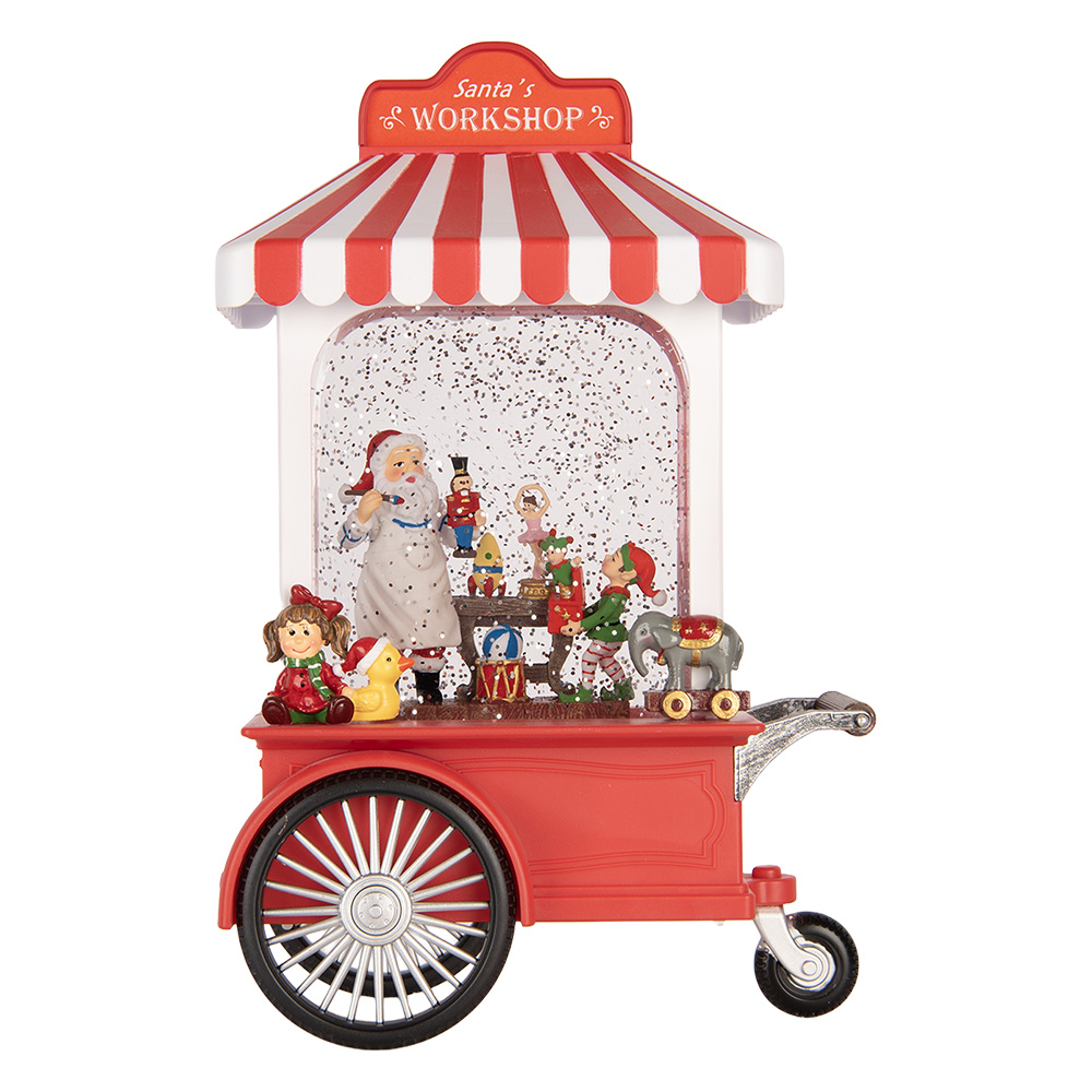 Clayre & Eef | Muziekdoos IJskar met LED Rood Wit 17x10x27 cm / 3xAA | 6PR6178