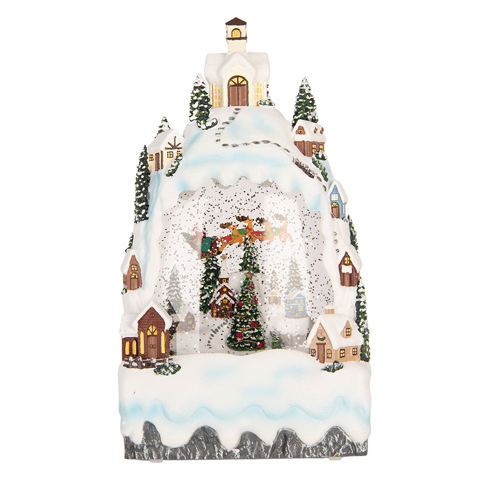 Clayre & Eef | Sneeuwbol met LED Wit Groen 15x9x27 cm / 3xAA | 6PR6179