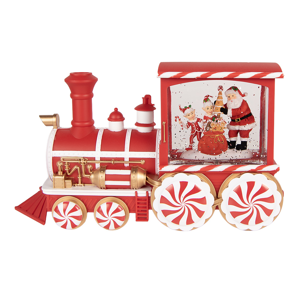 Clayre & Eef | Muziekdoos Trein met LED Rood Wit 31x10x17 cm / 3xAA | 6PR6184