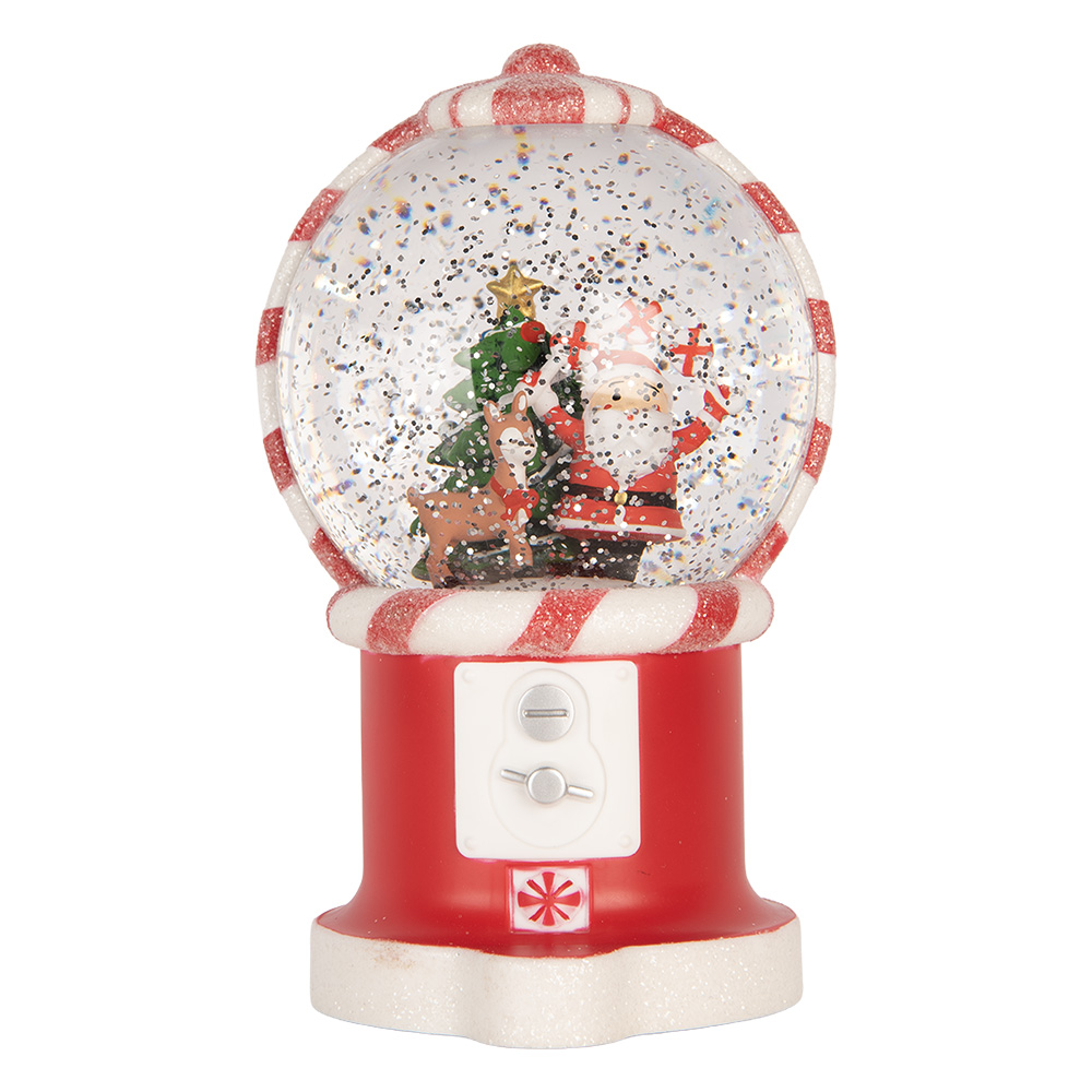 Clayre & Eef | Sneeuwbol met LED Rood Wit 12x11x20 cm / 3xAA | 6PR6194