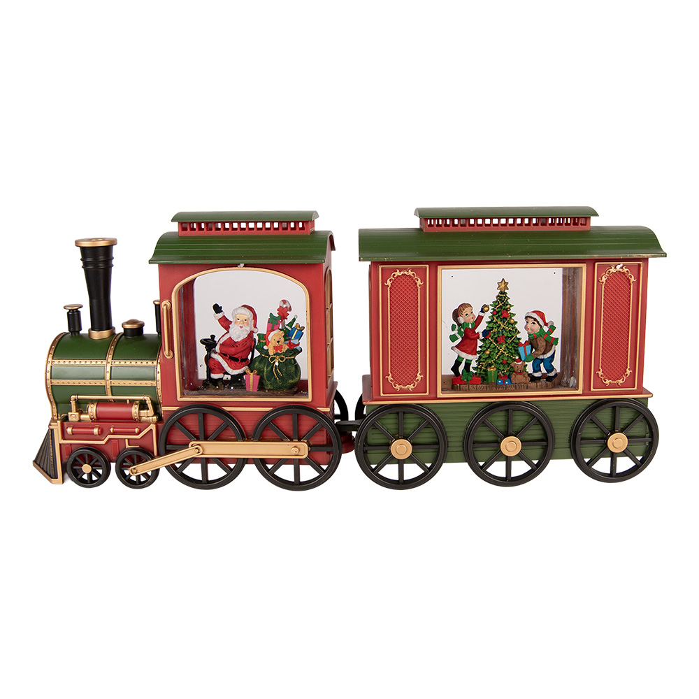 Clayre & Eef | Muziekdoos Trein met LED Rood Groen 25x9x19 / 24x9x19 cm / 6xAA | 6PR6197