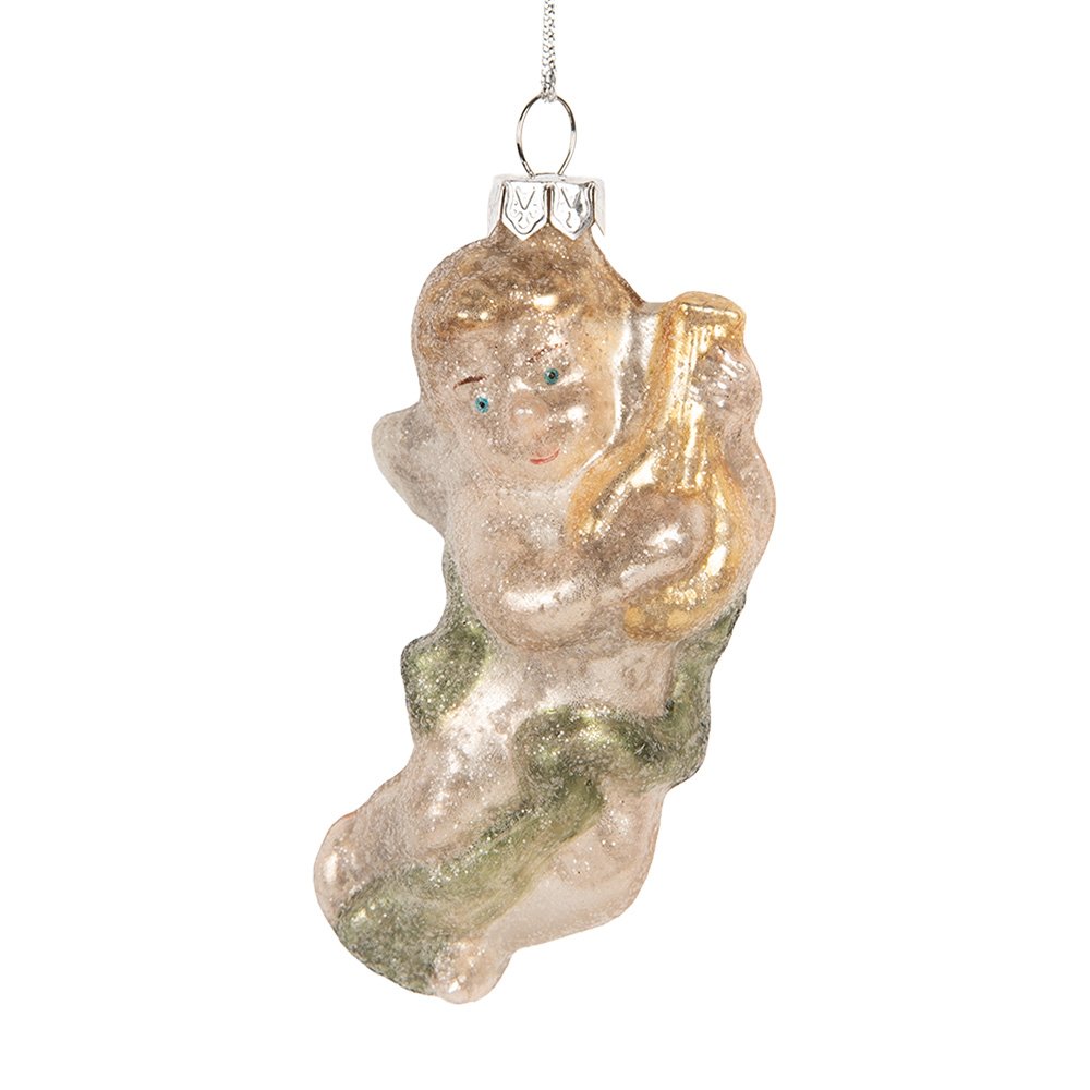 Clayre & Eef | Kersthanger Zilverkleurig Groen 5x3x10 cm | 6GL5421