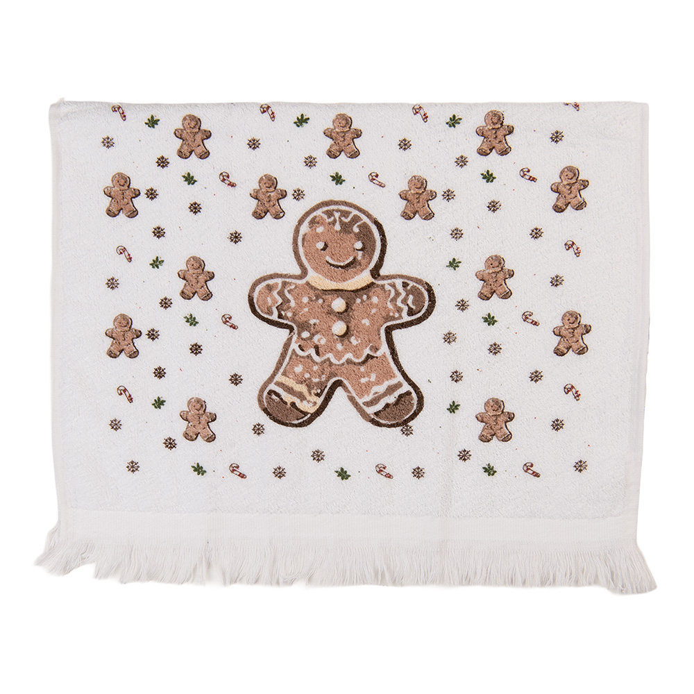 Clayre & Eef | Gastendoekje Wit Bruin 40x66 cm | CTCGM