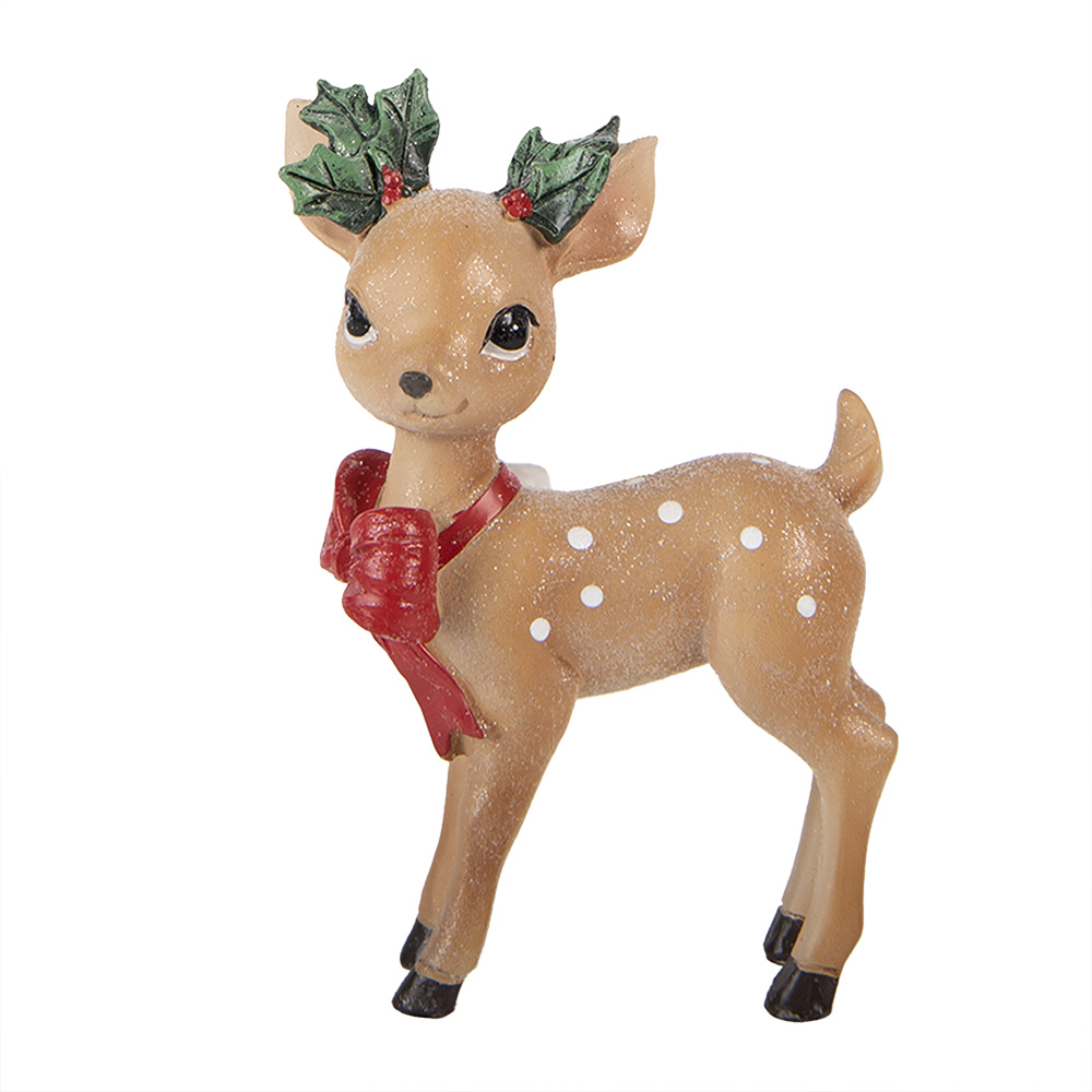 Clayre & Eef | Decoratie Rendier Bruin Rood 9x5x14 cm | 6PR6270