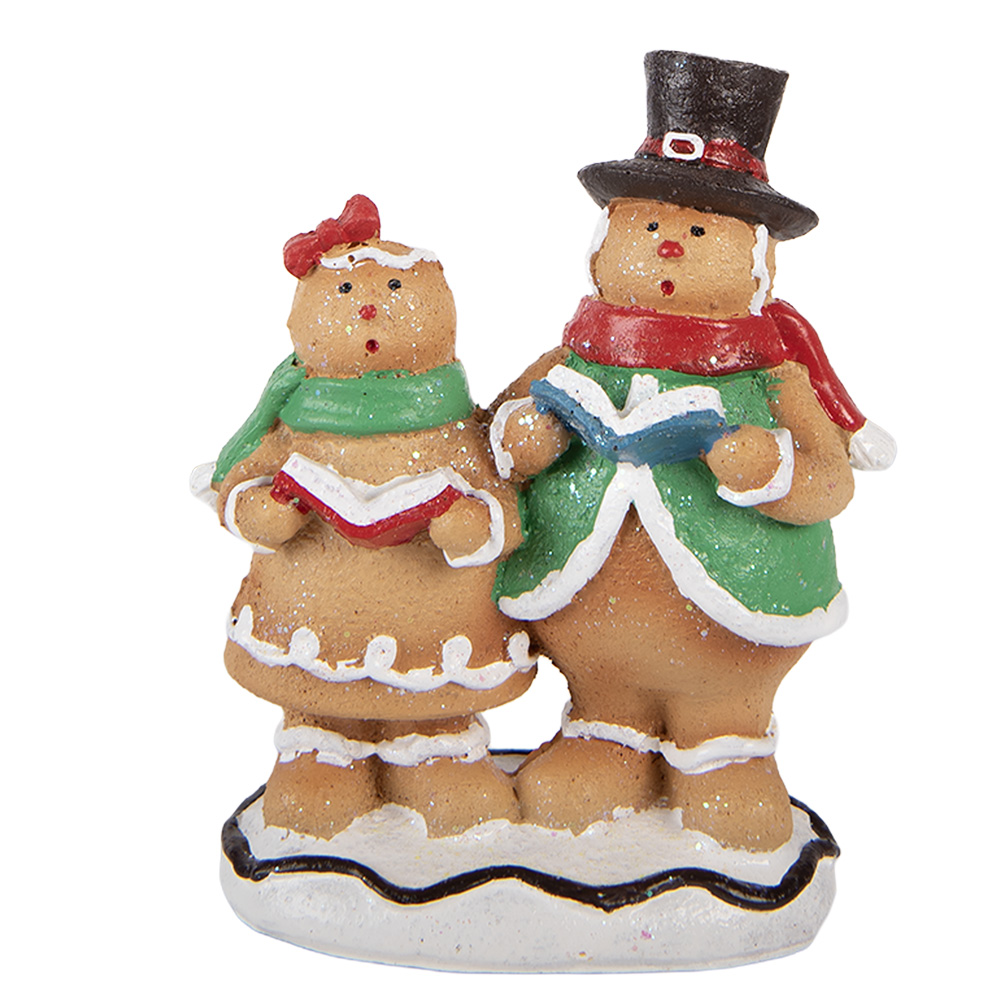 Clayre & Eef | Decoratie peperkoekpoppen Bruin Wit 10x6x13 cm | 6PR6333
