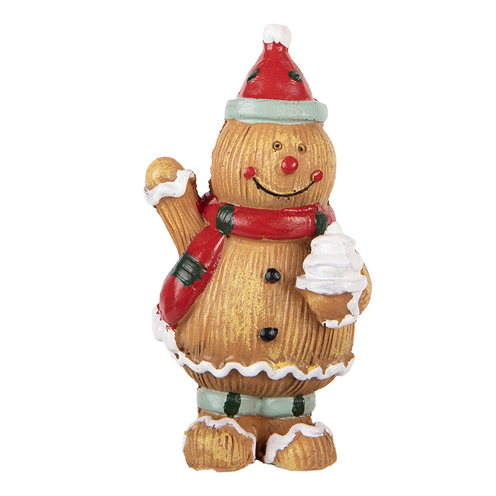 Clayre & Eef | Decoratie peperkoekpop Bruin Rood 5x4x9 cm | 6PR6338
