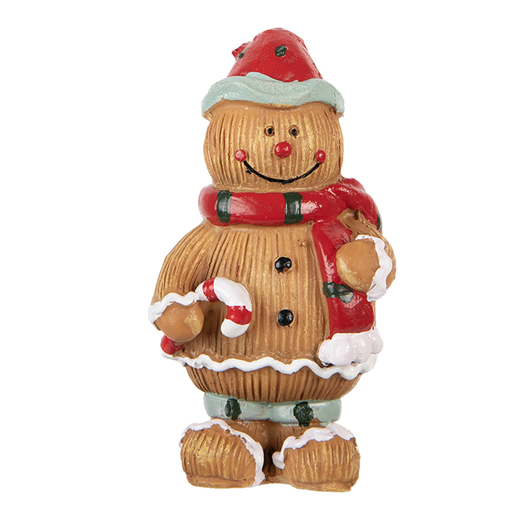 Clayre & Eef | Decoratie peperkoekpop Bruin Rood 5x4x9 cm | 6PR6341