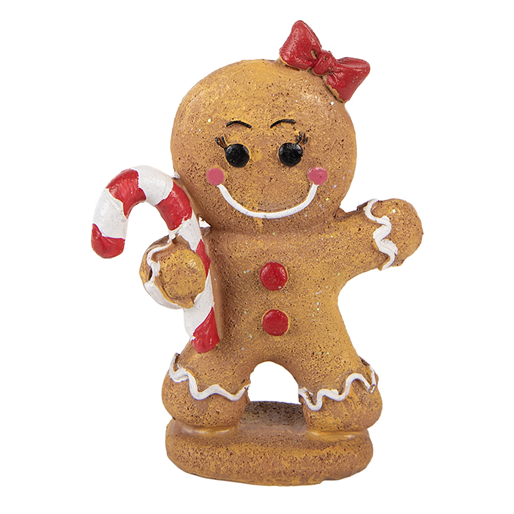 Clayre & Eef | Decoratie peperkoekpop Bruin Rood 11x5x15 cm | 6PR6437