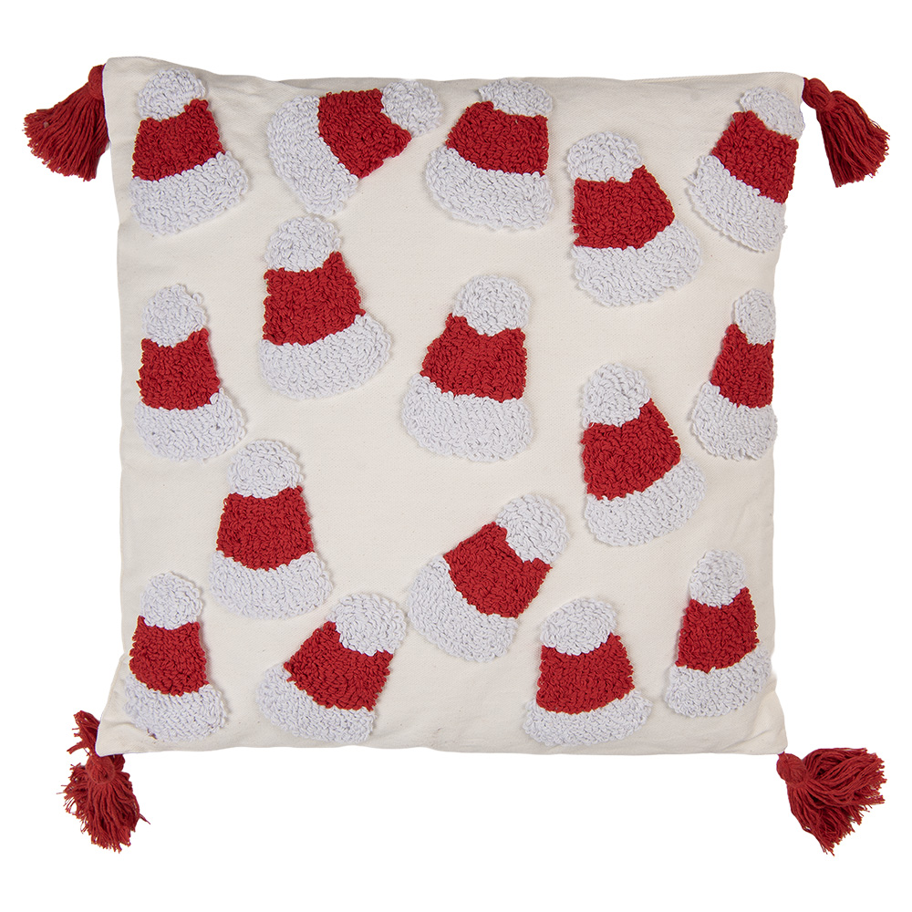 Clayre & Eef | Kussen gevuld Wit Rood 45x5x45 cm | KG023.173