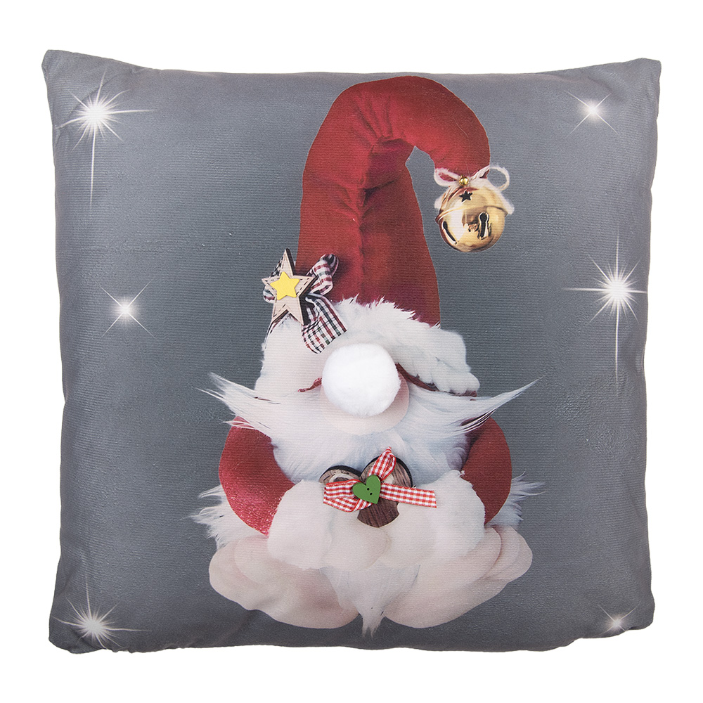Clayre & Eef | Kussen gevuld Grijs Rood 45x5x45 cm | KG023.231