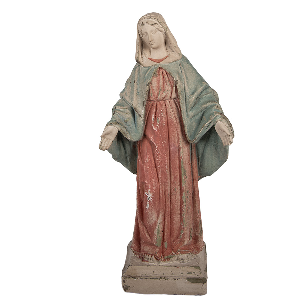 Clayre & Eef | Kerstdecoratie Beeld Maria Beige Blauw 20x14x44 cm | 6MG0163