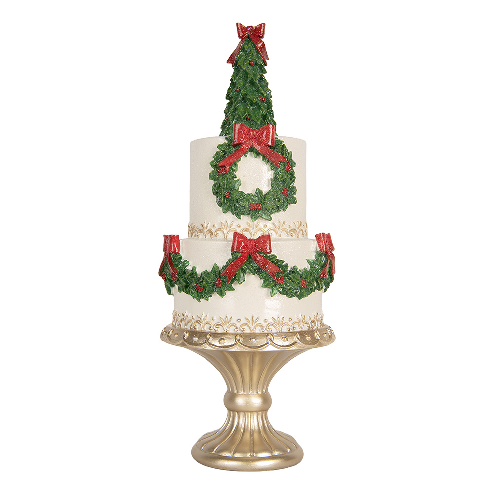 Clayre & Eef | Decoratie taart Wit Groen &oslash; 17x42 cm | 6PR5770