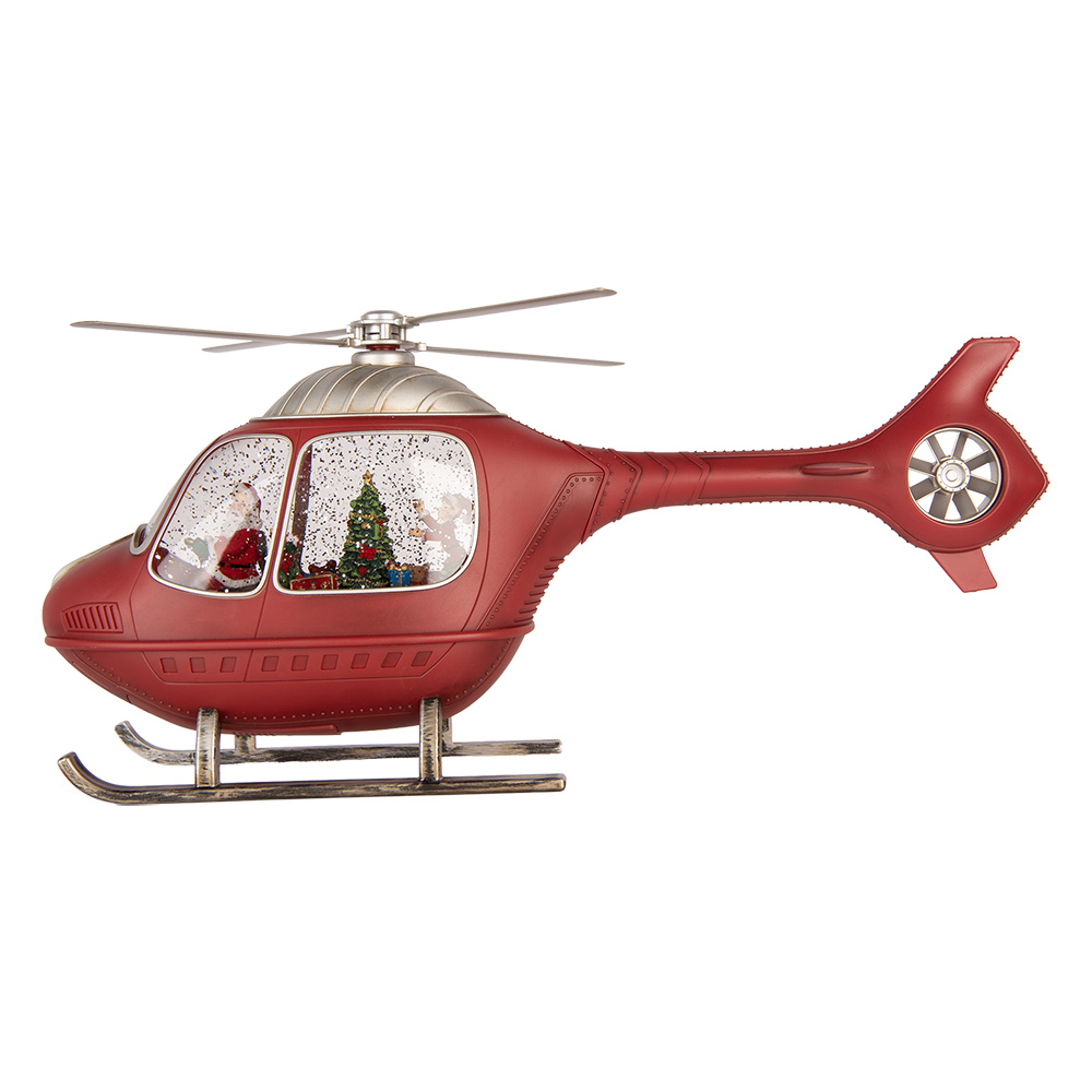 Clayre & Eef | Muziekdoos Helicopter met LED Rood Zilverkleurig 47x11x22 cm / 3xC | 6PR6195