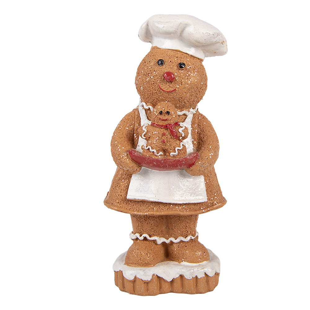 Clayre & Eef | Decoratie peperkoekpop Bruin Wit 7x6x15 cm | 6PR6302