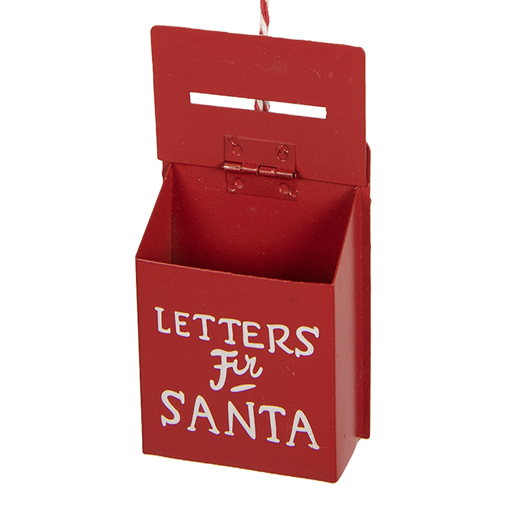 Clayre & Eef | Decoratie hanger Brievenbus Rood Wit 5x3x8 cm | 6Y6062