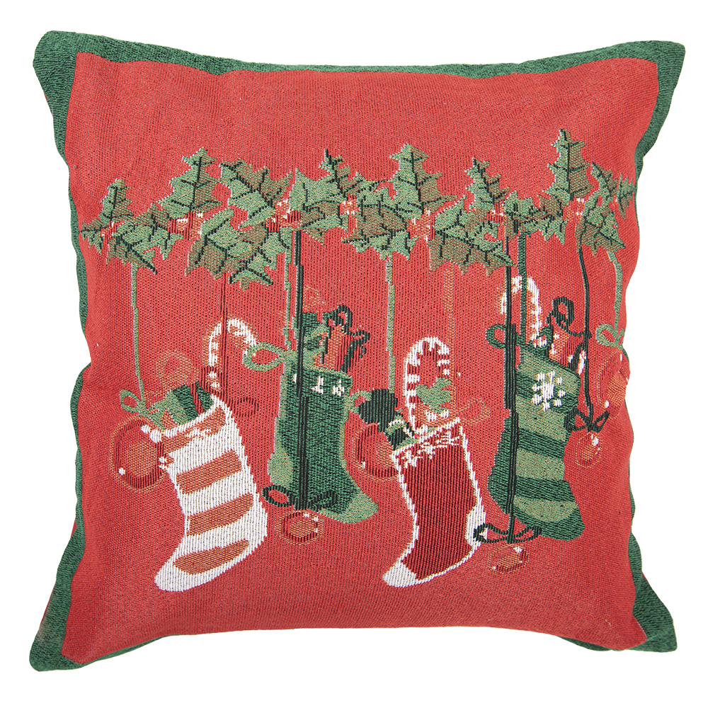 Clayre & Eef | Kussen gevuld Rood Groen 44x44x4 cm | KG023.144