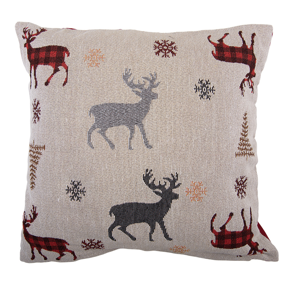 Clayre & Eef | Kussen gevuld Beige Rood 44x44x4 cm | KG023.147