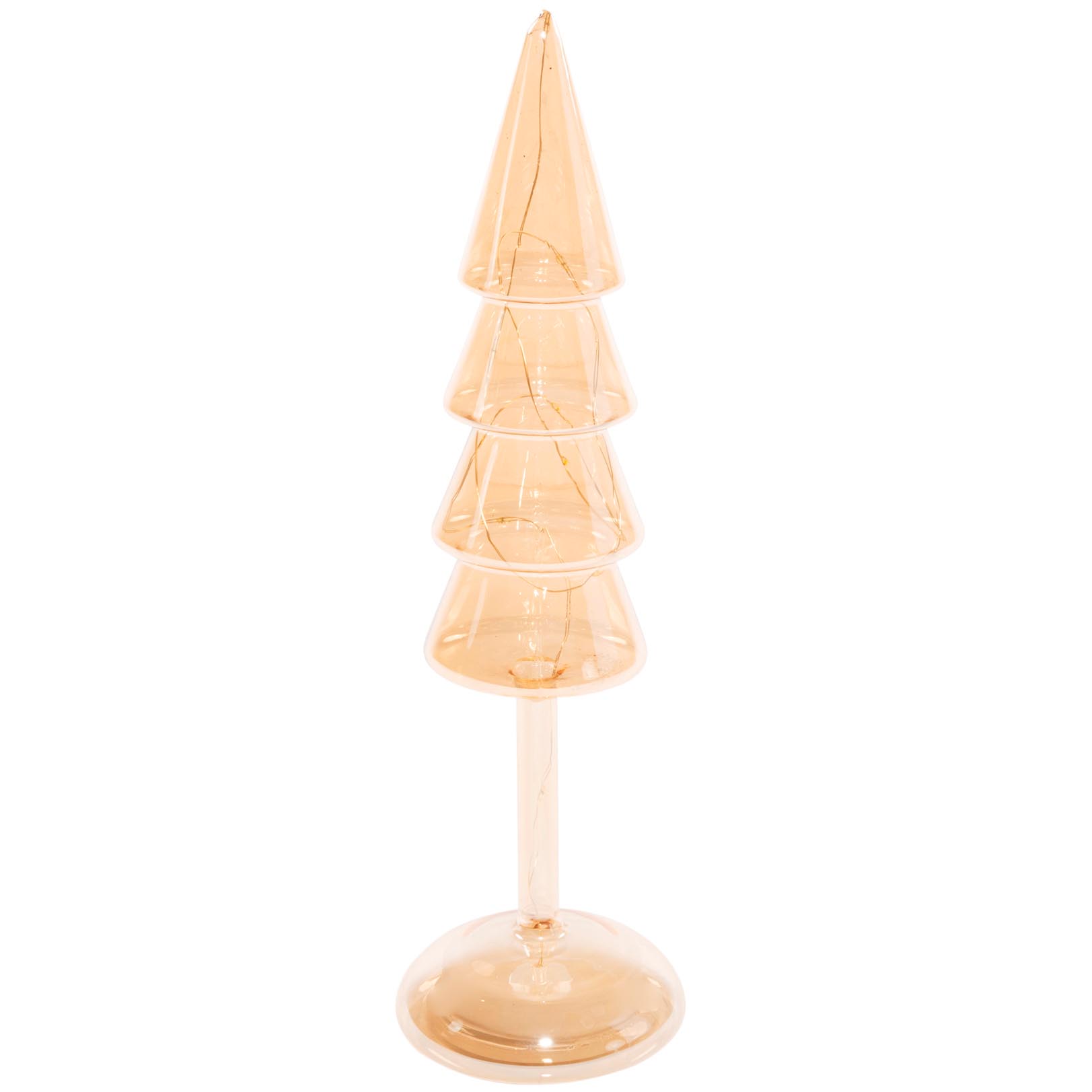 Dekoratief | Deco boom op voet, goud/transparant, glas, LED, 32cm | A269022