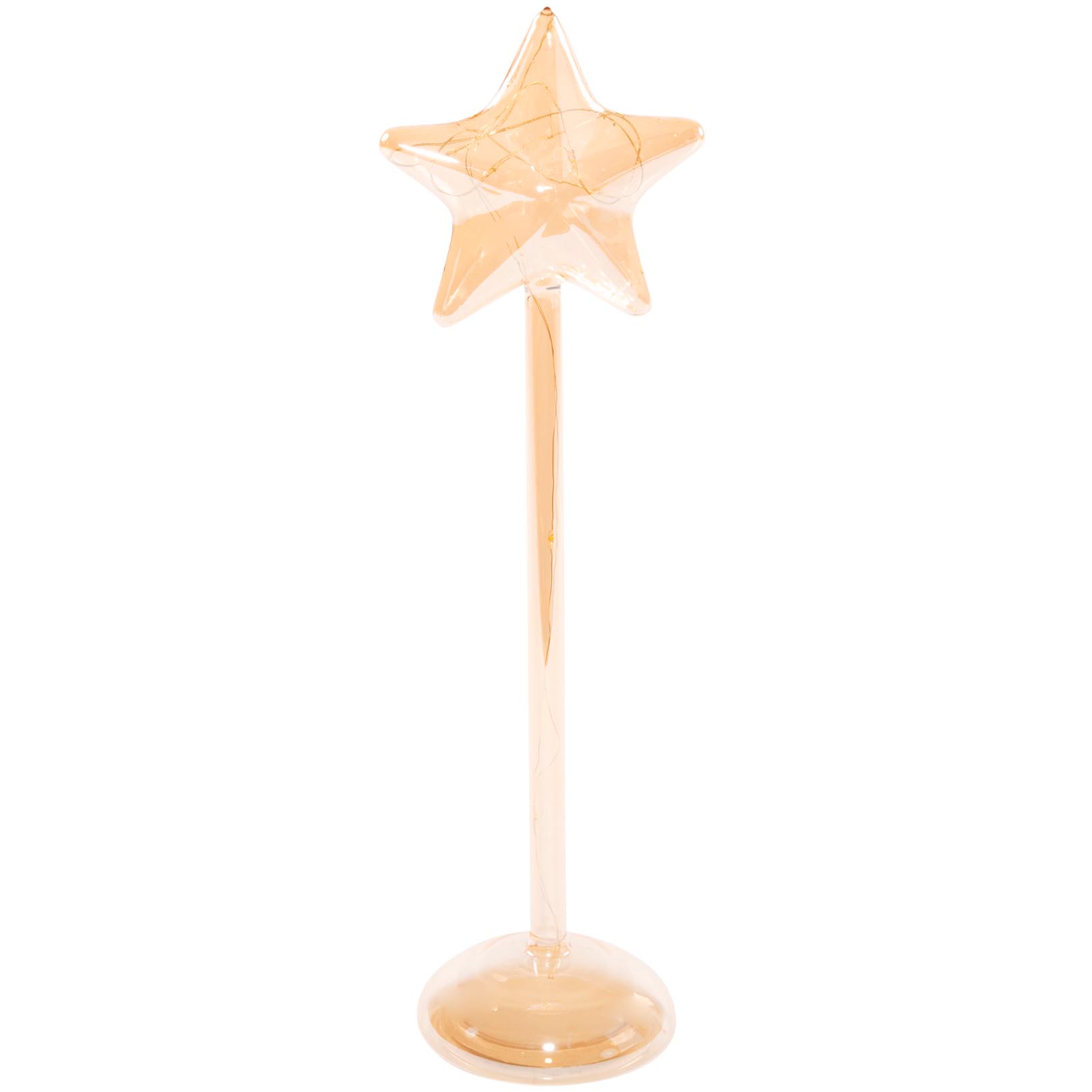 Dekoratief | Deco ster op voet, goud/transparant, glas, LED, 36cm | A269021