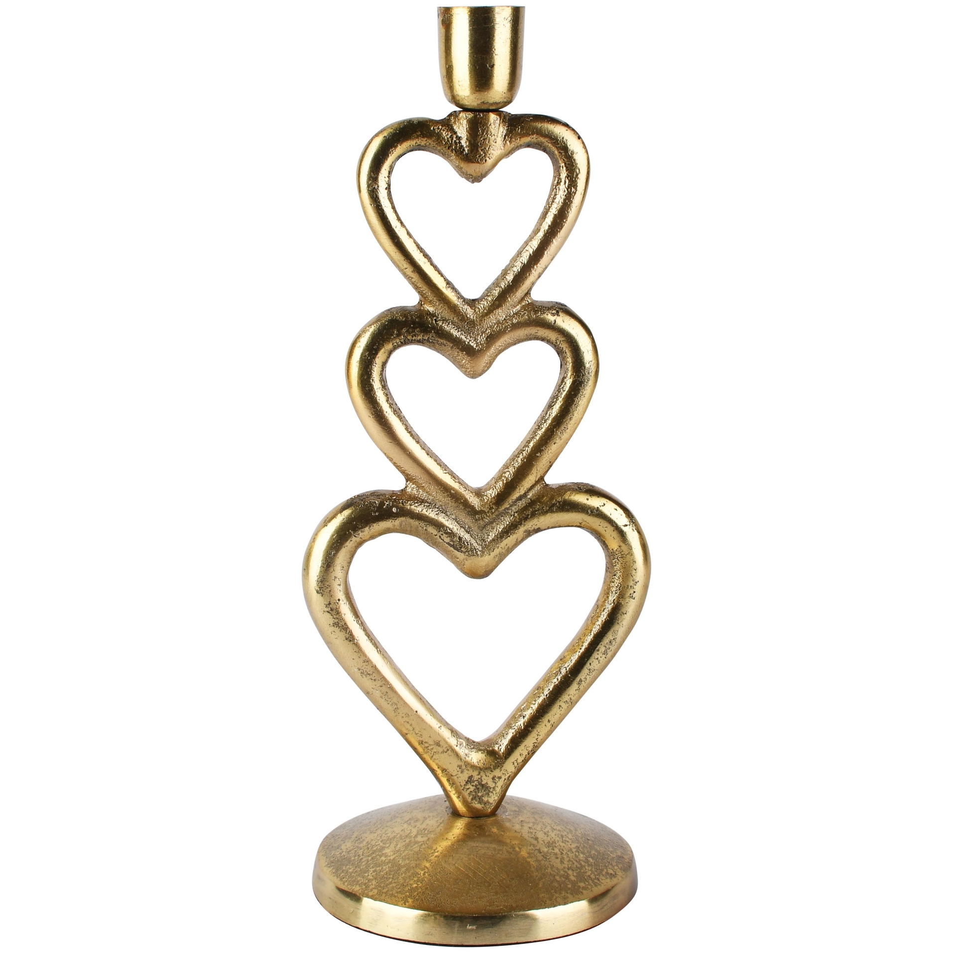 Dekoratief | Kandelaar m/harten, goud, metaal, 12x12x30cm | A268171