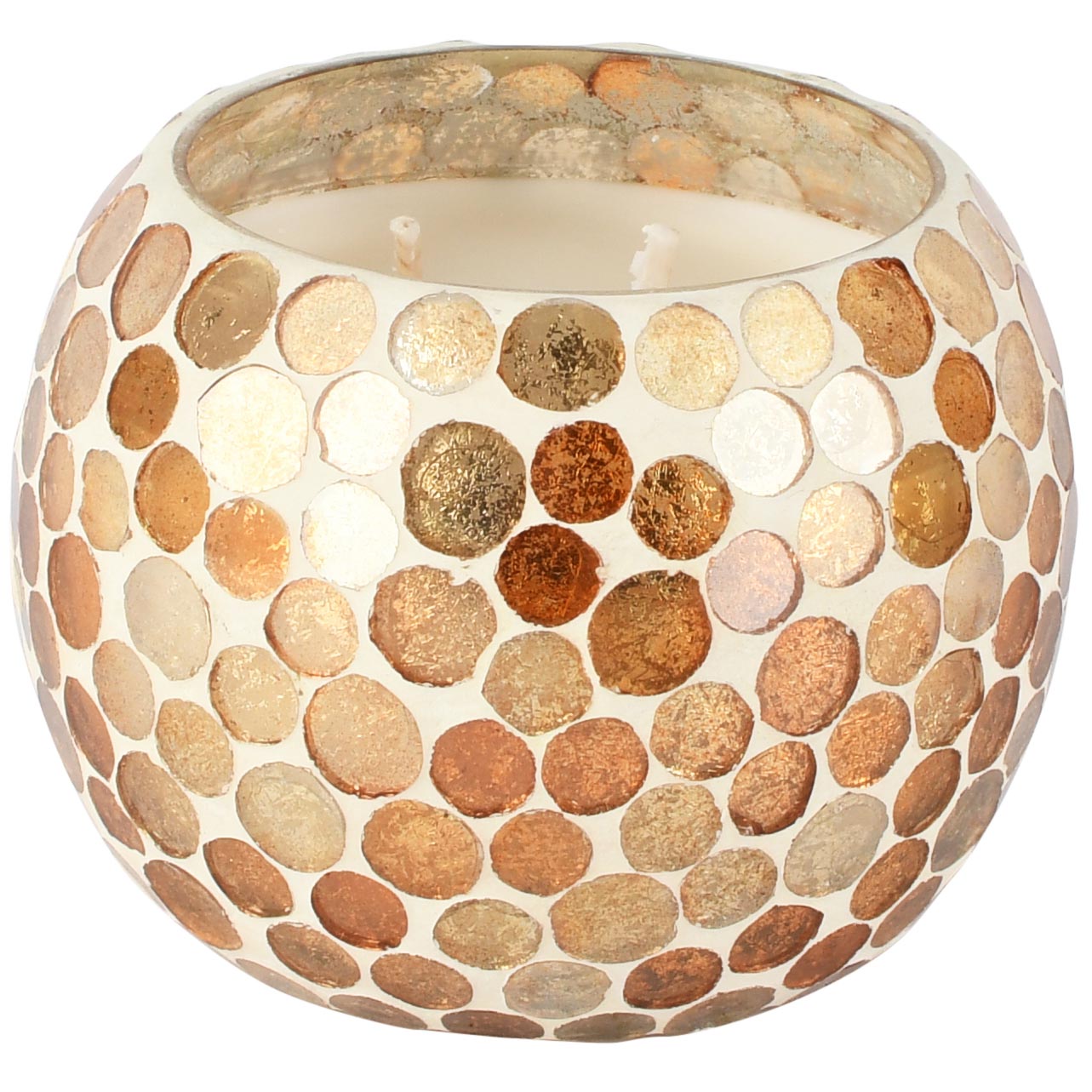 Dekoratief | Geurkaars 'Gilded Pixels', glas/wax, 12x12x10cm | A268160