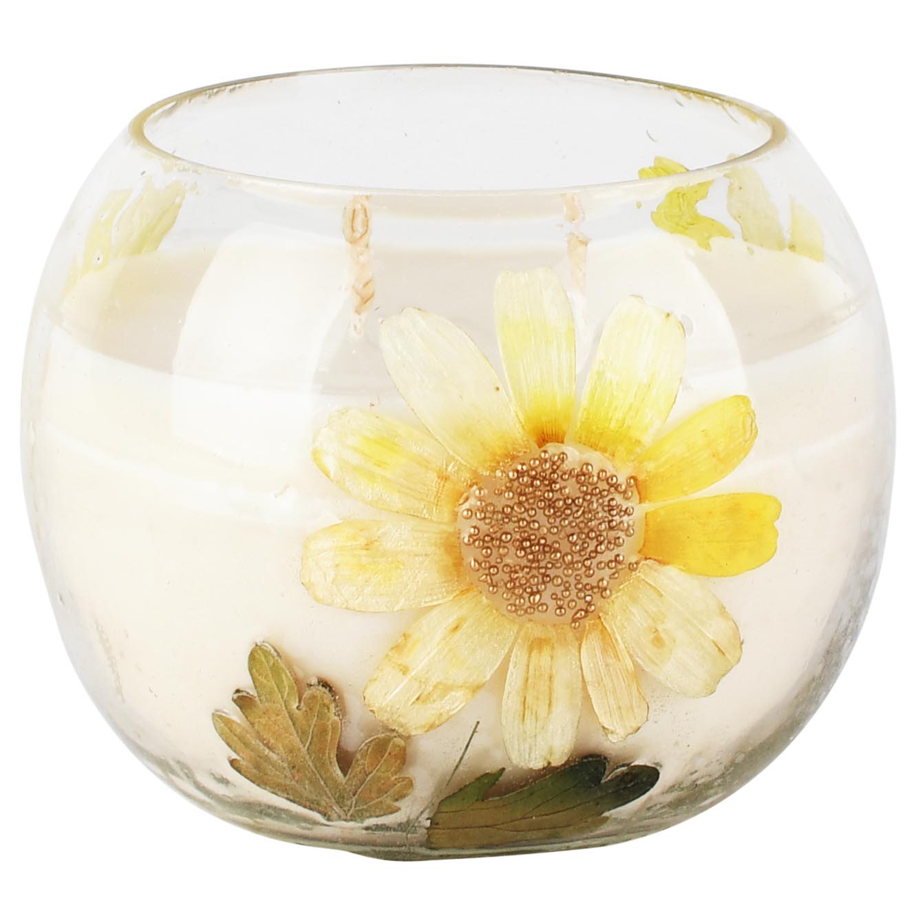 Dekoratief | Geurkaars 'Sunflower', glas/wax, 9x9x9cm | A268156