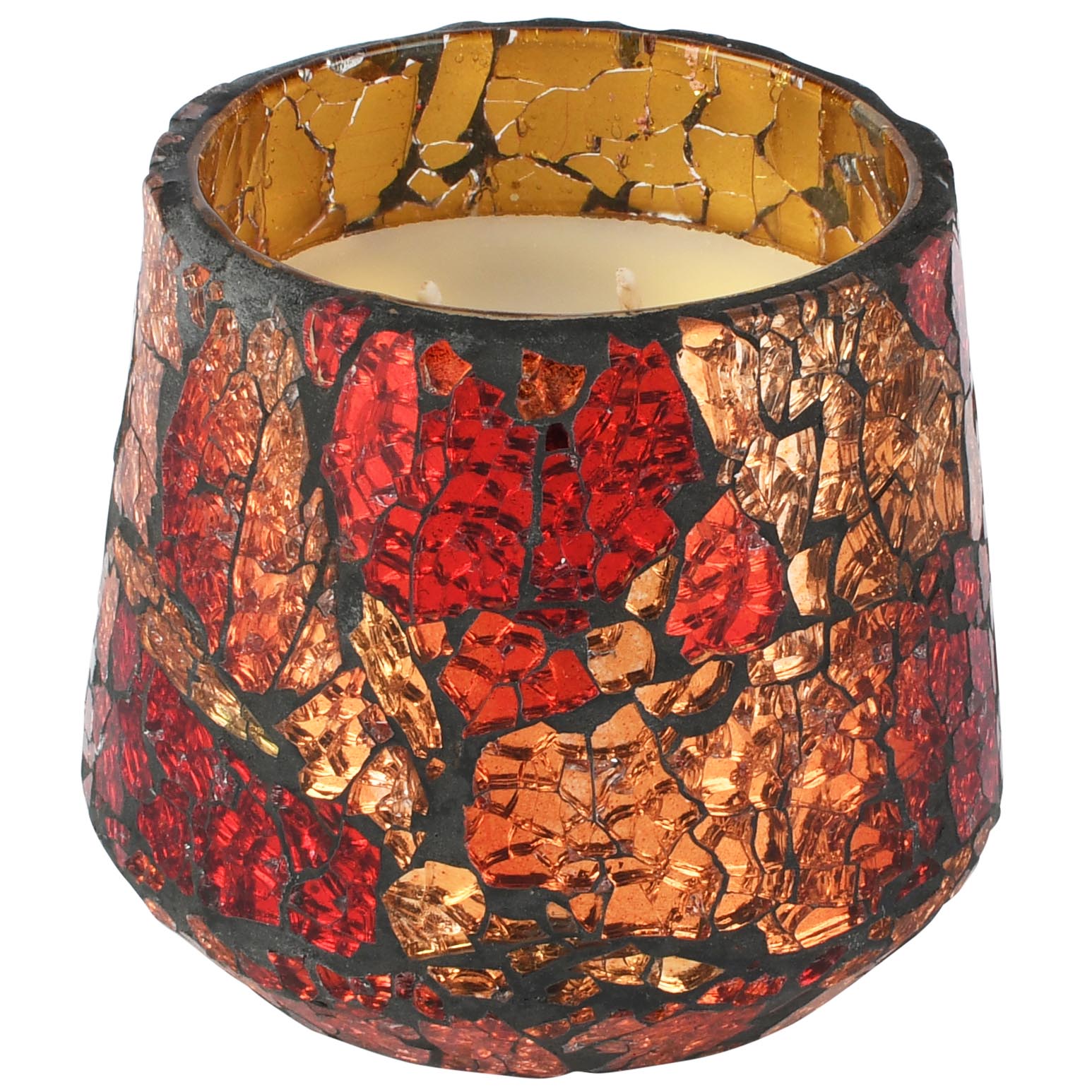 Dekoratief | Geurkaars 'Treasury Flake', rood, glas/wax, 10x10x10cm | A268154