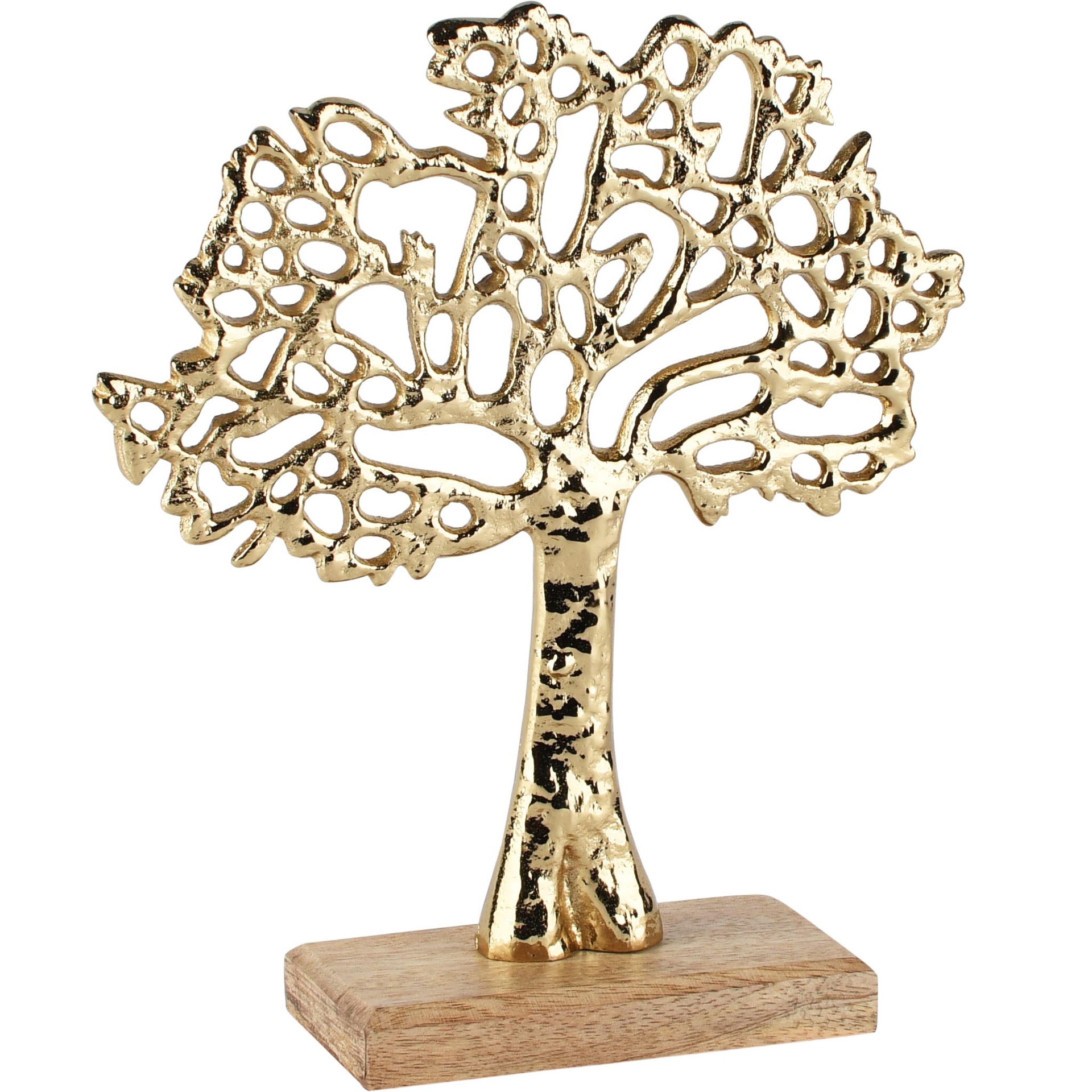 Dekoratief | Deco boom op voet, goud, aluminium/hout, 27x5x31cm | A268073