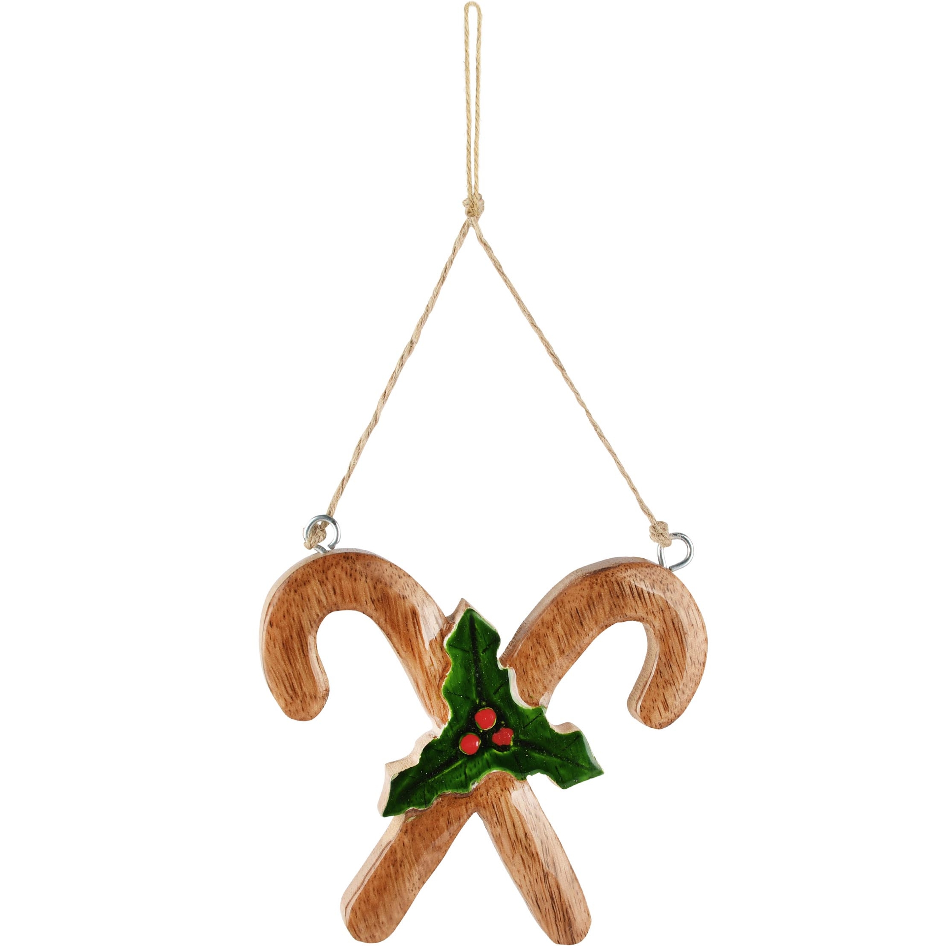 Dekoratief | Hanger zuurstokken, naturel/groen, hout, 11x1x10cm | A268029
