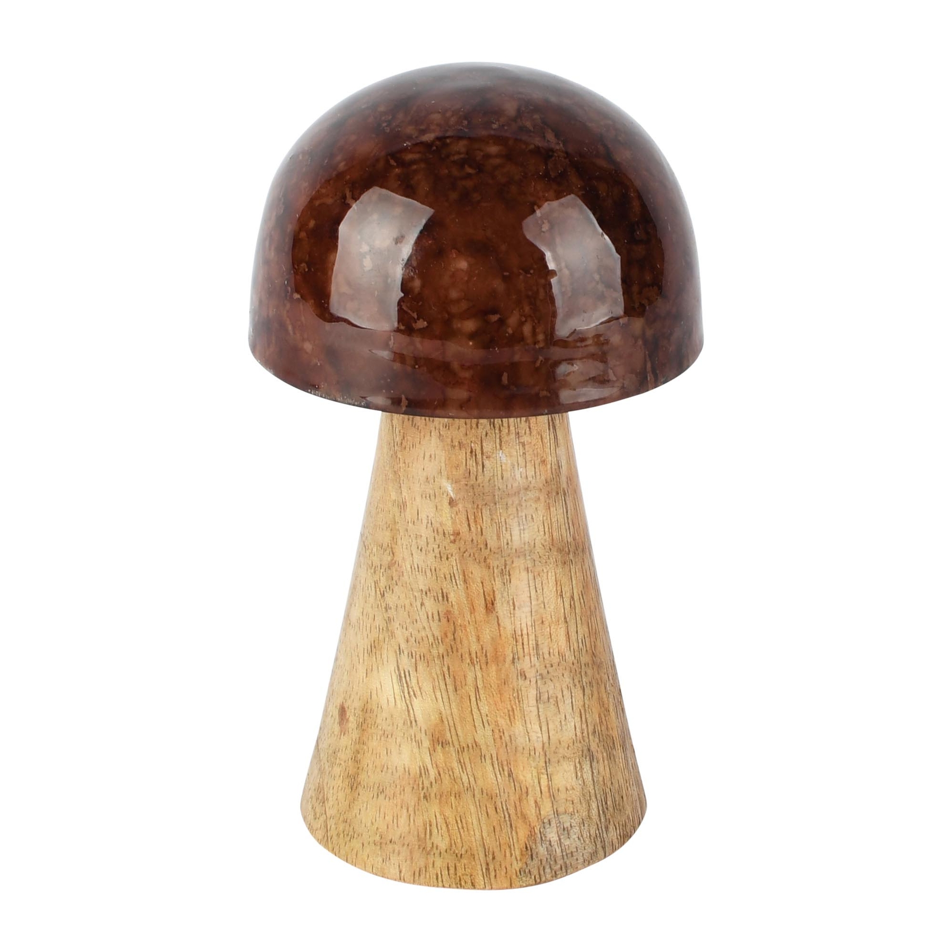 Dekoratief | Paddenstoel 'Chestnut', hout/enamel, 8x8x13cm | A268010