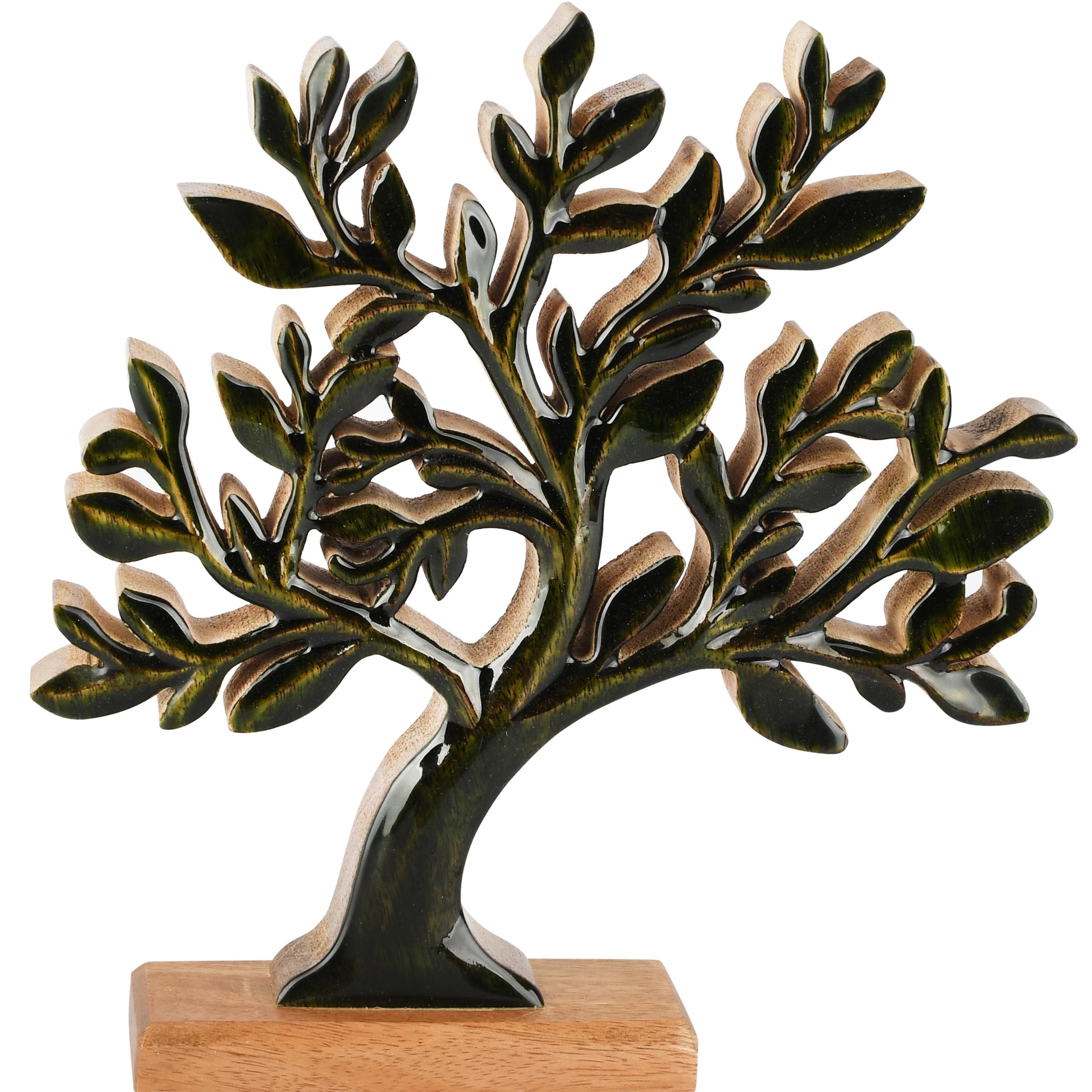 Dekoratief | Deco levensboom op voet, groen/naturel, hout, 25x5x27cm | A268007