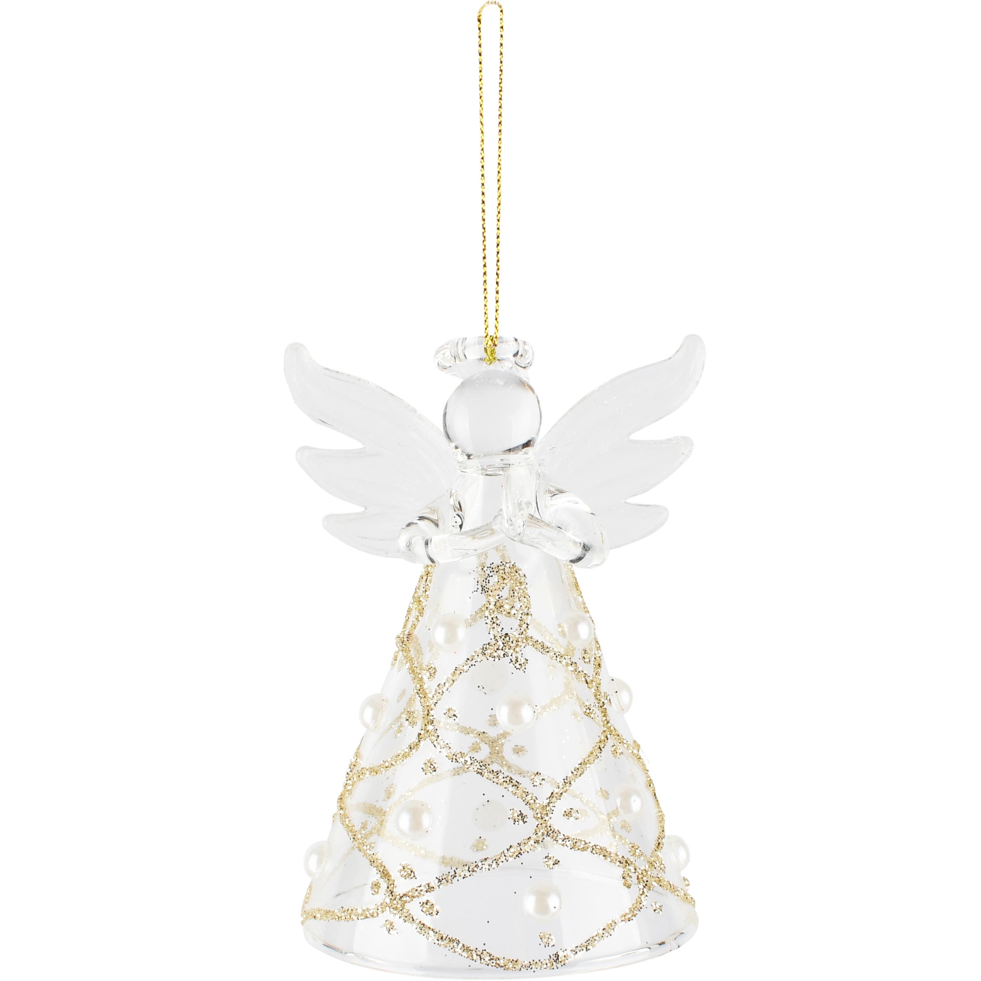 Dekoratief | Hanger engel, transparant/champagne, glas, 5x5x8cm | A265998