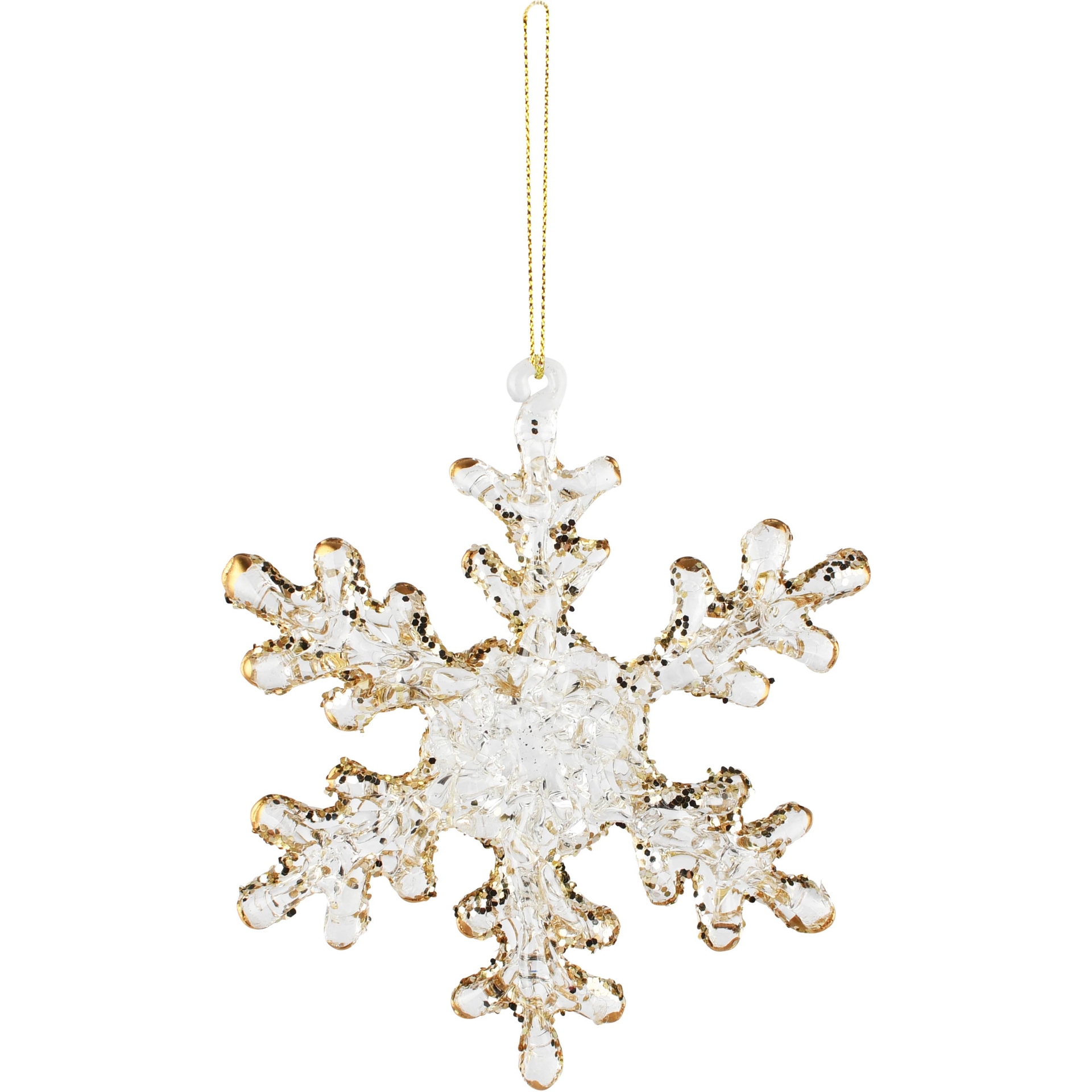 Dekoratief | Hanger sneeuwvlokje, transparant/champagne, glas, 10x2x10cm | A265997