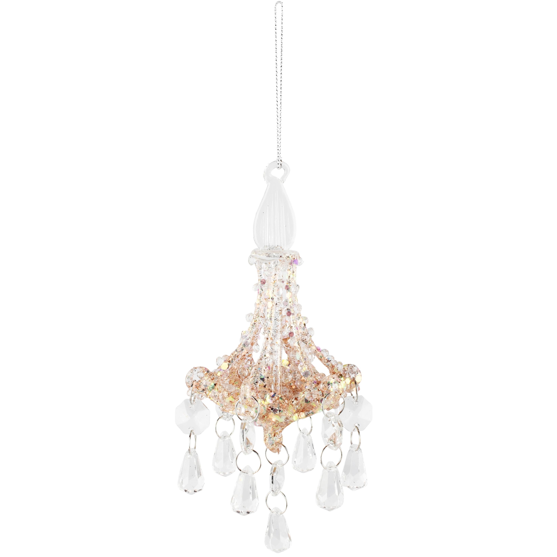 Dekoratief | Hanger kroonluchter, transparant/champagne, glas, 7x7x14cm | A265996