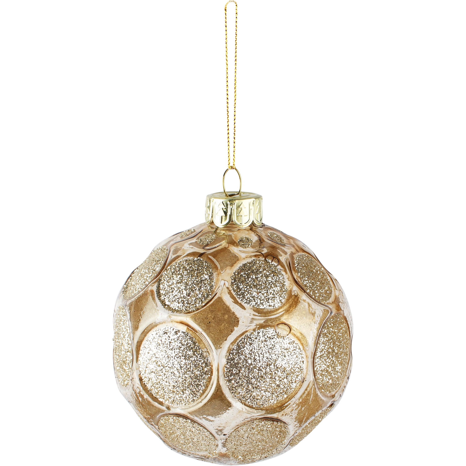 Dekoratief | Hanger bal m/bollen, champagne, glas, 8x8x8cm | A265994