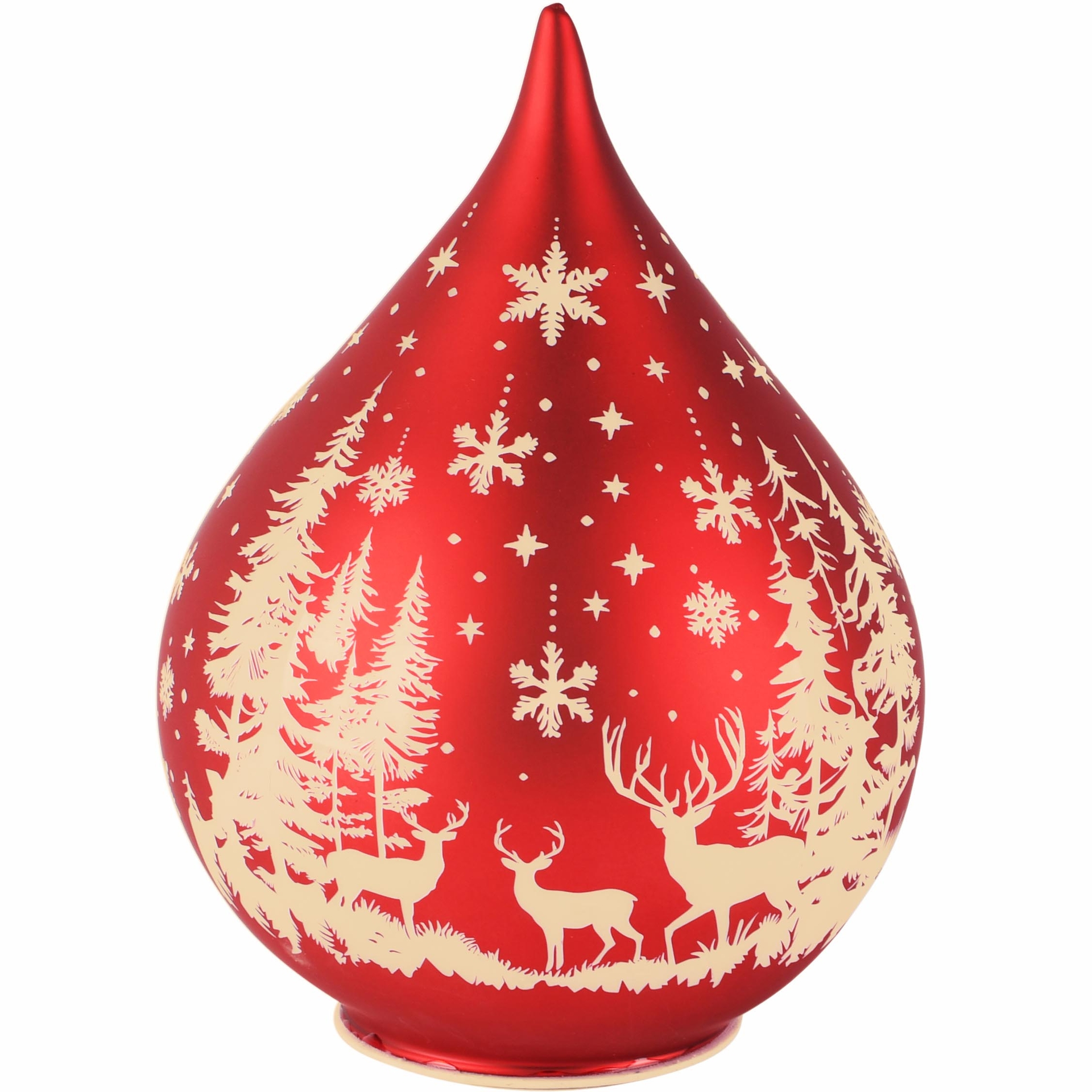 Dekoratief | Deco bol 'Mystic Forest', rood/goud, glas, roterend, LED, 15x15x21cm | A265972