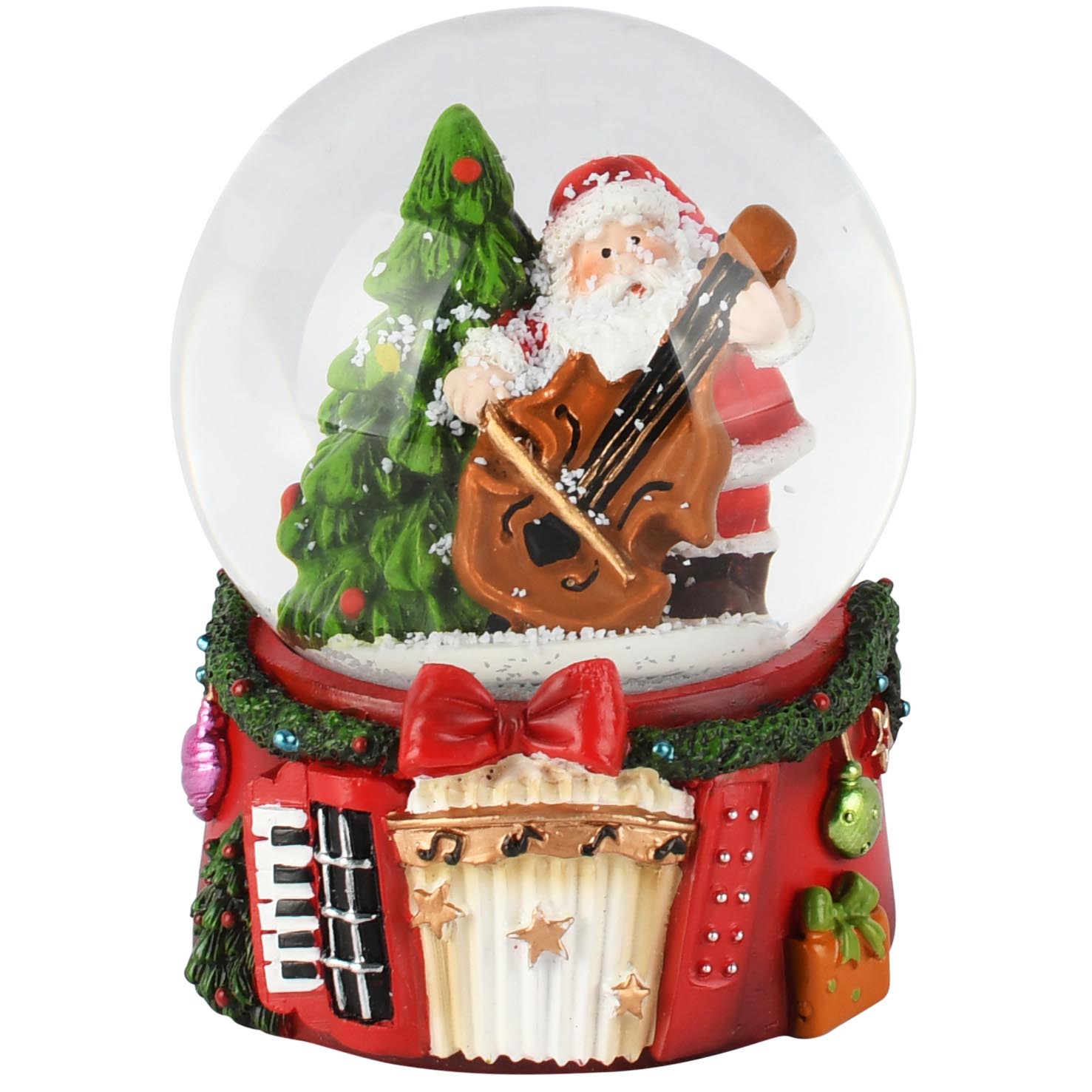 Dekoratief | Waterbol santa m/instrument, rood, resina/glas, 9x7x10cm | A265945
