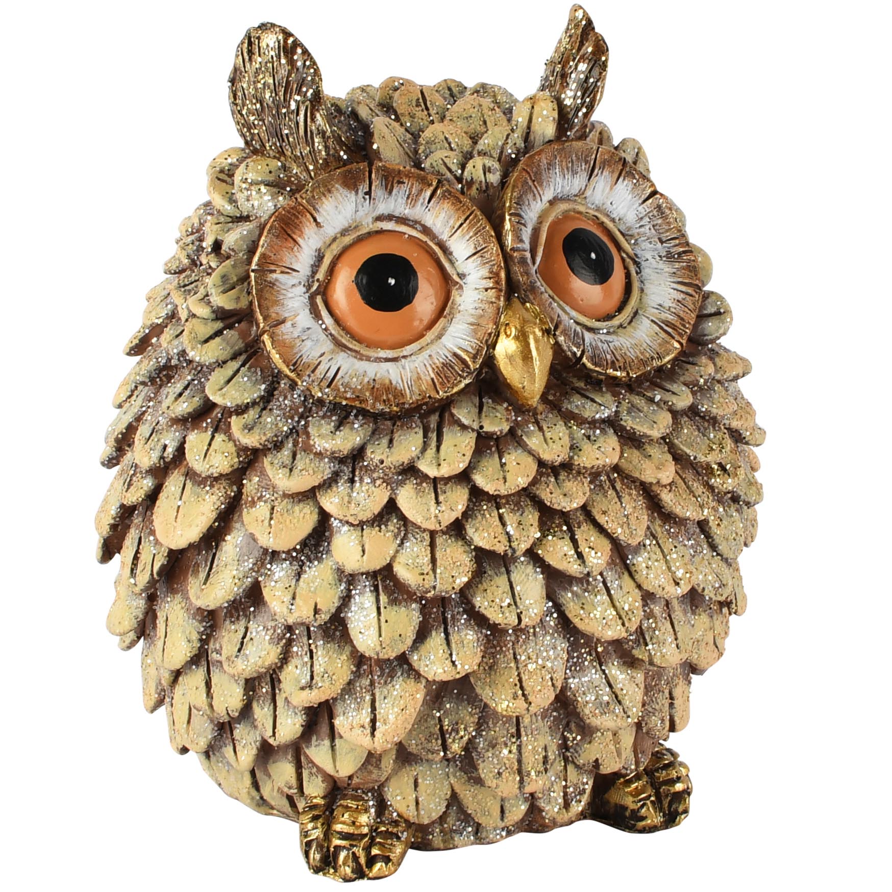 Dekoratief | Uiltje 'Victor', bruin/goud, resina, 11x10x13cm | A265896