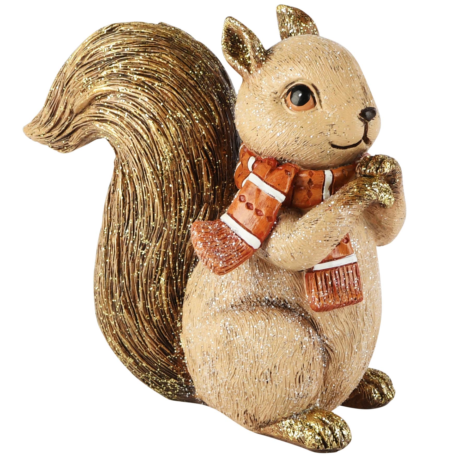 Dekoratief | Eekhoorn m/sjaal, bruin/goud, resina, 15x8x14cm | A265895