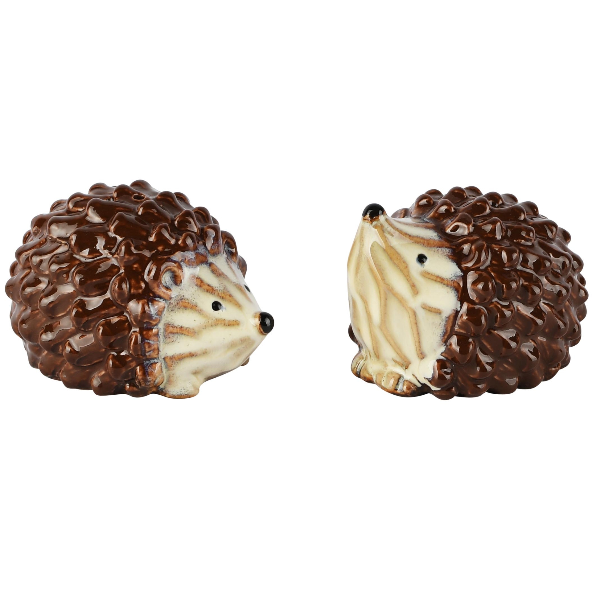 Dekoratief | Duo peper/zout egeltjes, bruin, keramiek, 9x7x6cm | A265828