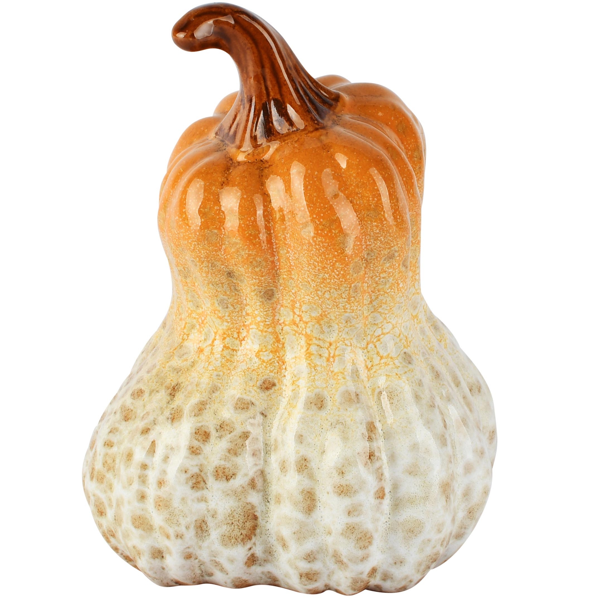 Dekoratief | Deco pompoen, cr?me/oranje, keramiek, 12x12x17cm | A265824
