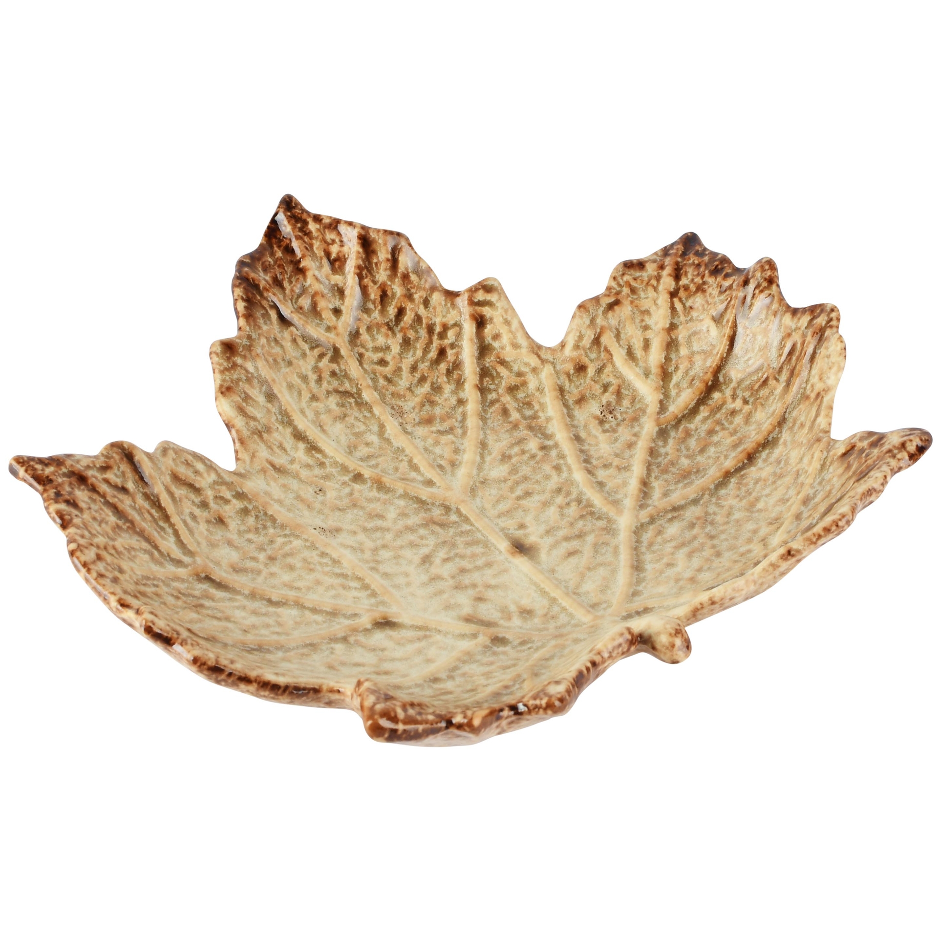 Dekoratief | Schaaltje blad, bruin/wit, keramiek, 20x18x5cm | A265820