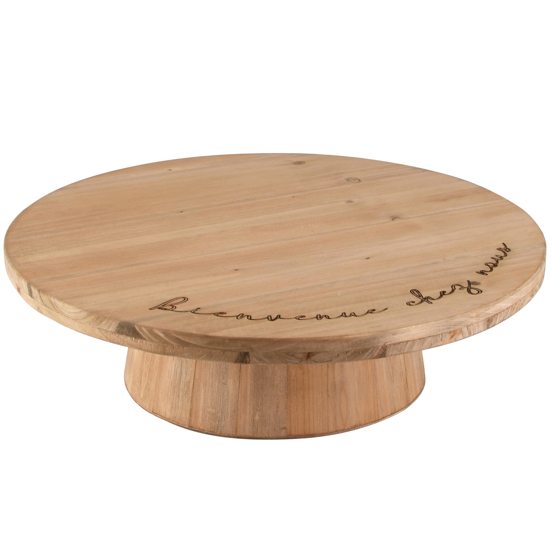 Dekoratief | Dienblad op voet 'Bienvenue Chez Nous', naturel, hout, 35x35x10cm | A265802