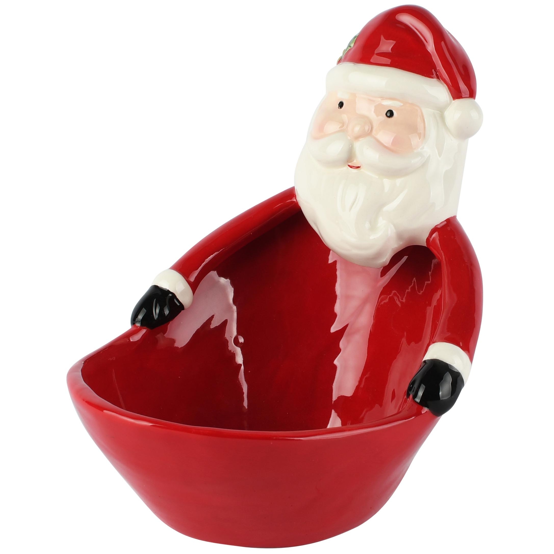 Dekoratief | Bowl santa, rood/wit, keramiek, 19x15x19cm | A265792